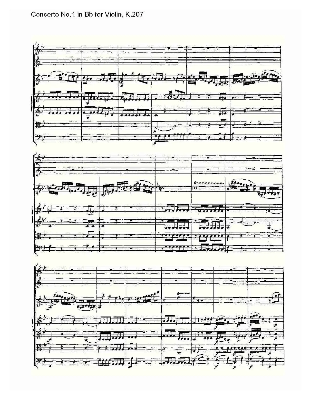 Concerto No.1 in Bb for Violin, K.207（Bb调小提琴第一协奏曲）