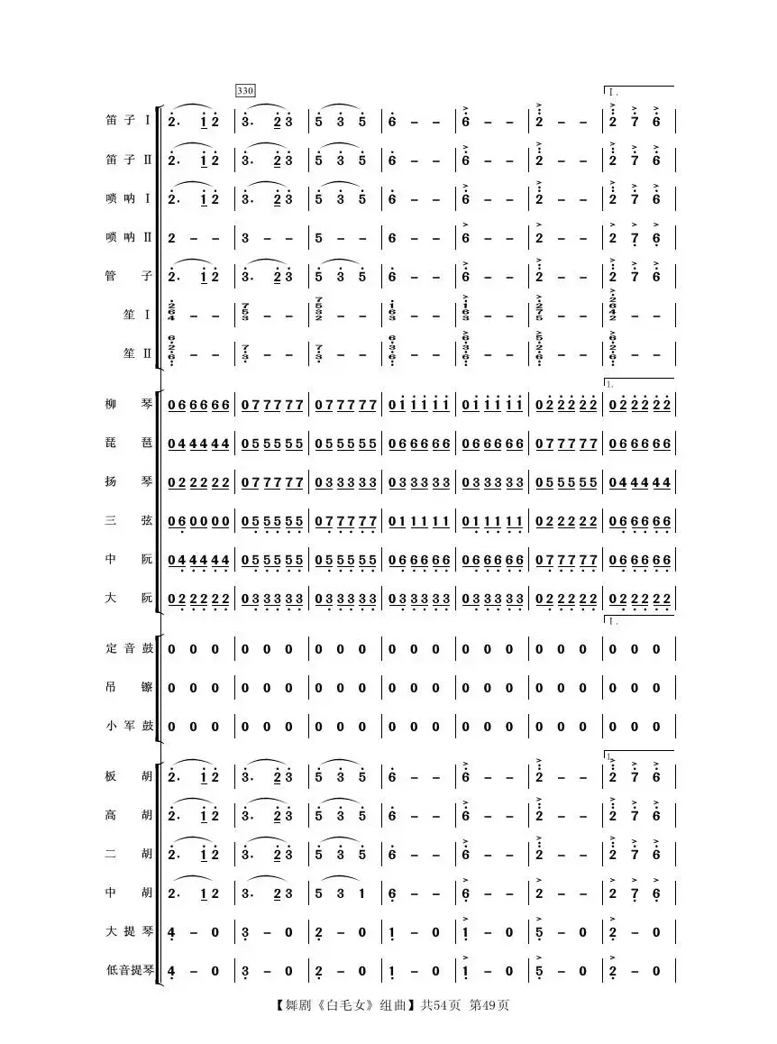 舞剧《白毛女》组曲（民族管弦乐合奏）