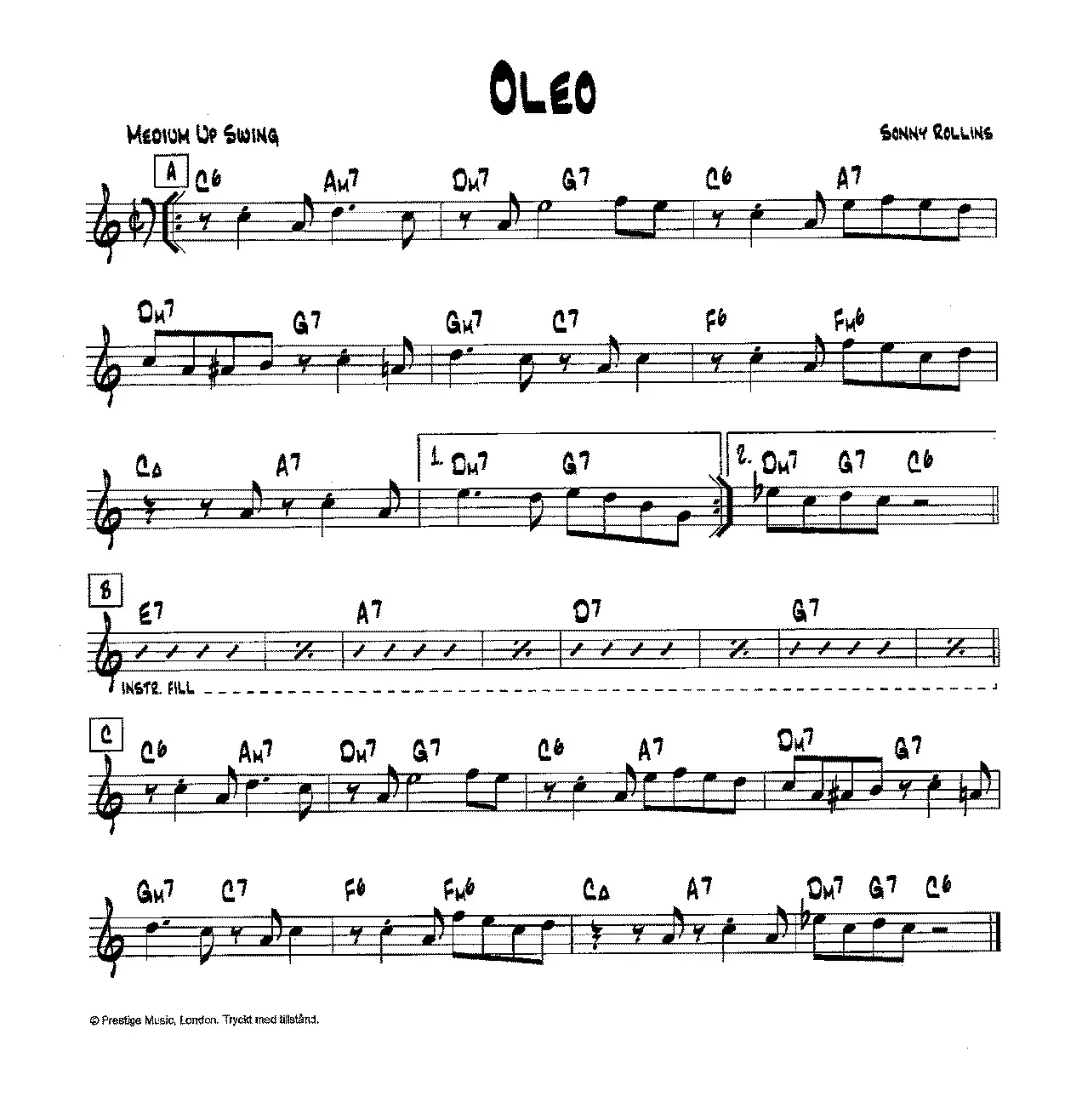 降B爵士乐谱：OLEO