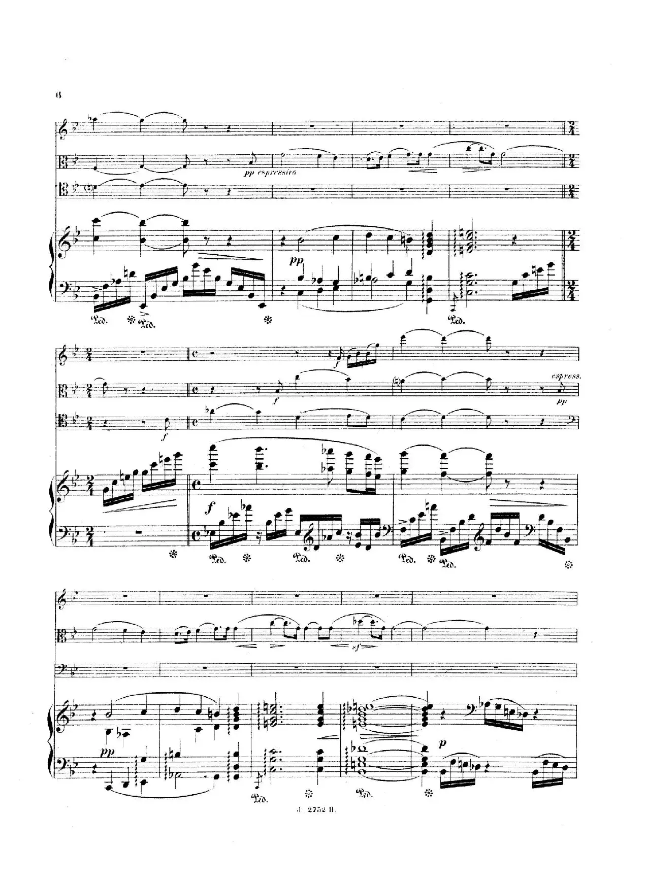 Piano Quartet No.2 in g Minor Op.45（g小调第二钢琴四重奏总谱）