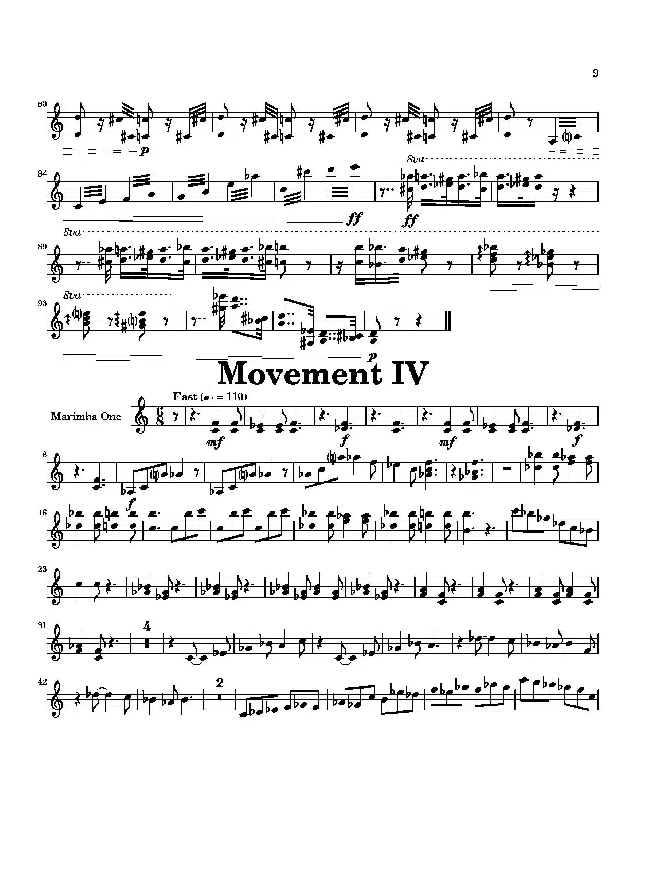 Movement（萨克斯四重奏与打击乐）（第一木琴分谱）