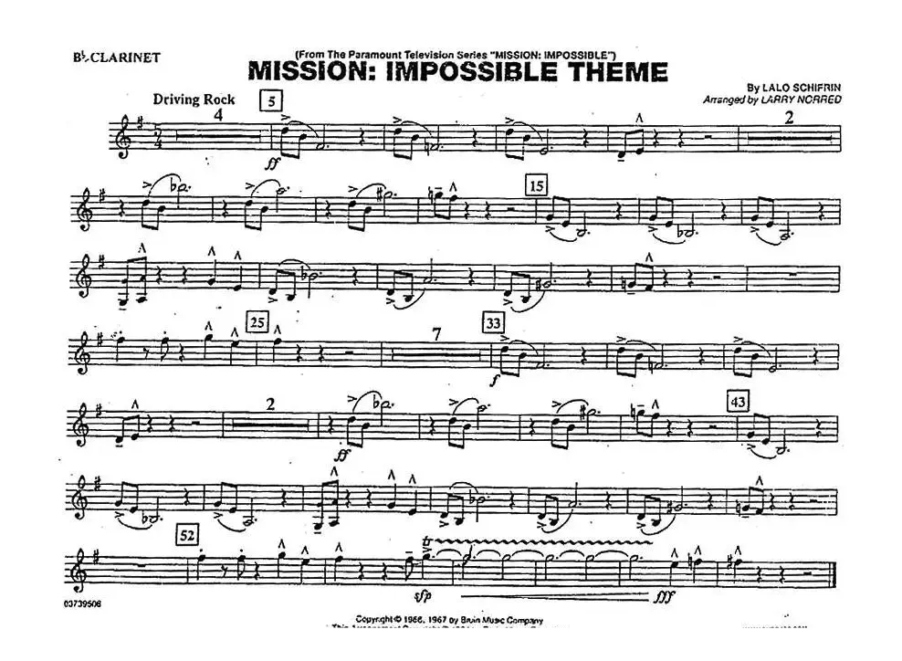 MISSION:IMPOSSIBLE THEME（分谱：单簧管）