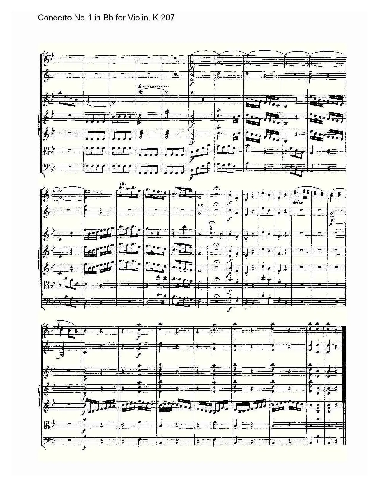 Concerto No.1 in Bb for Violin, K.207（Bb调小提琴第一协奏曲）