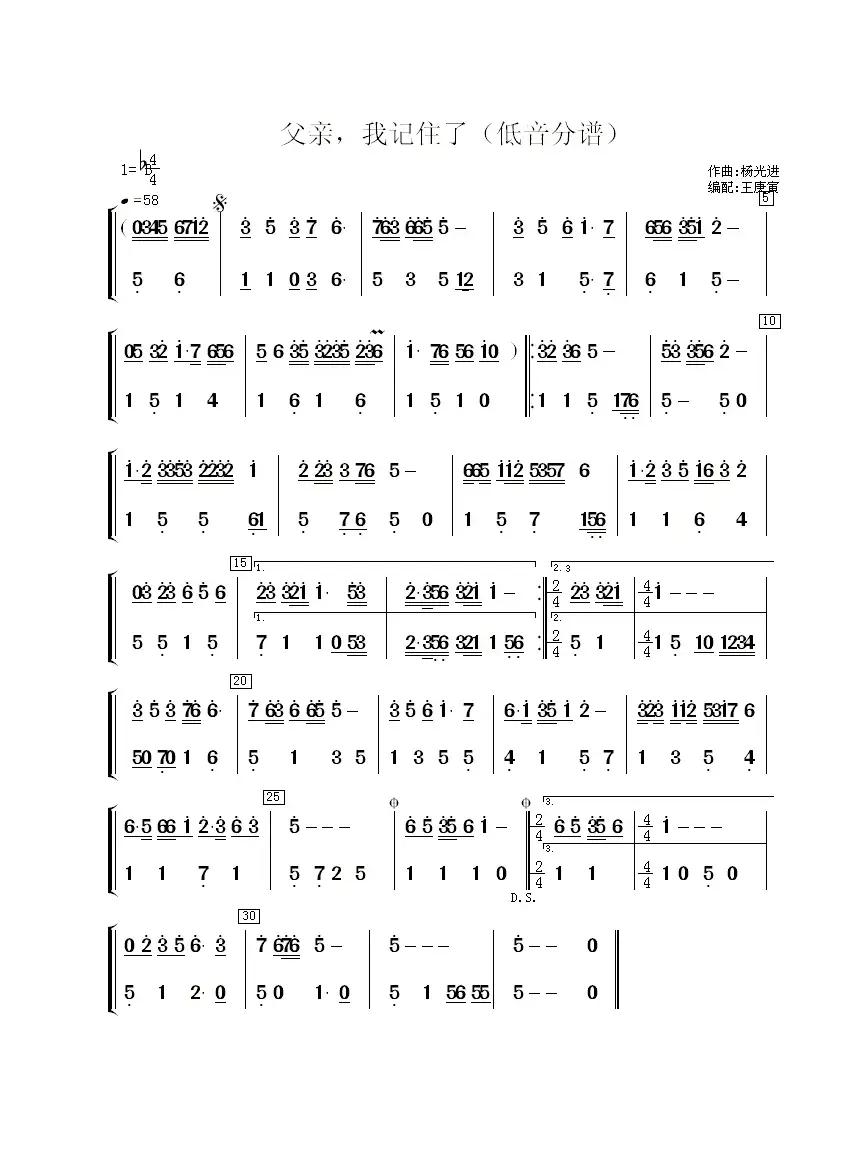 父亲，我记住了（小总谱）