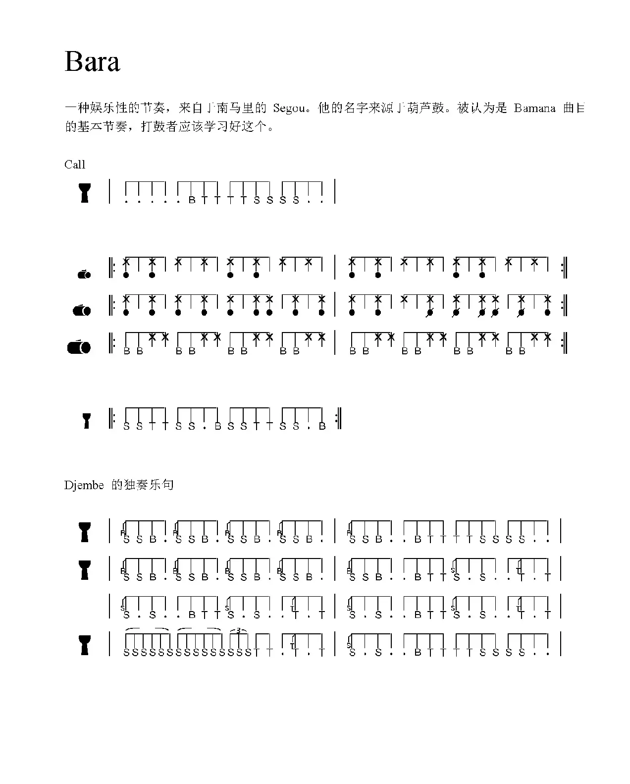 Bara（非洲手鼓谱）