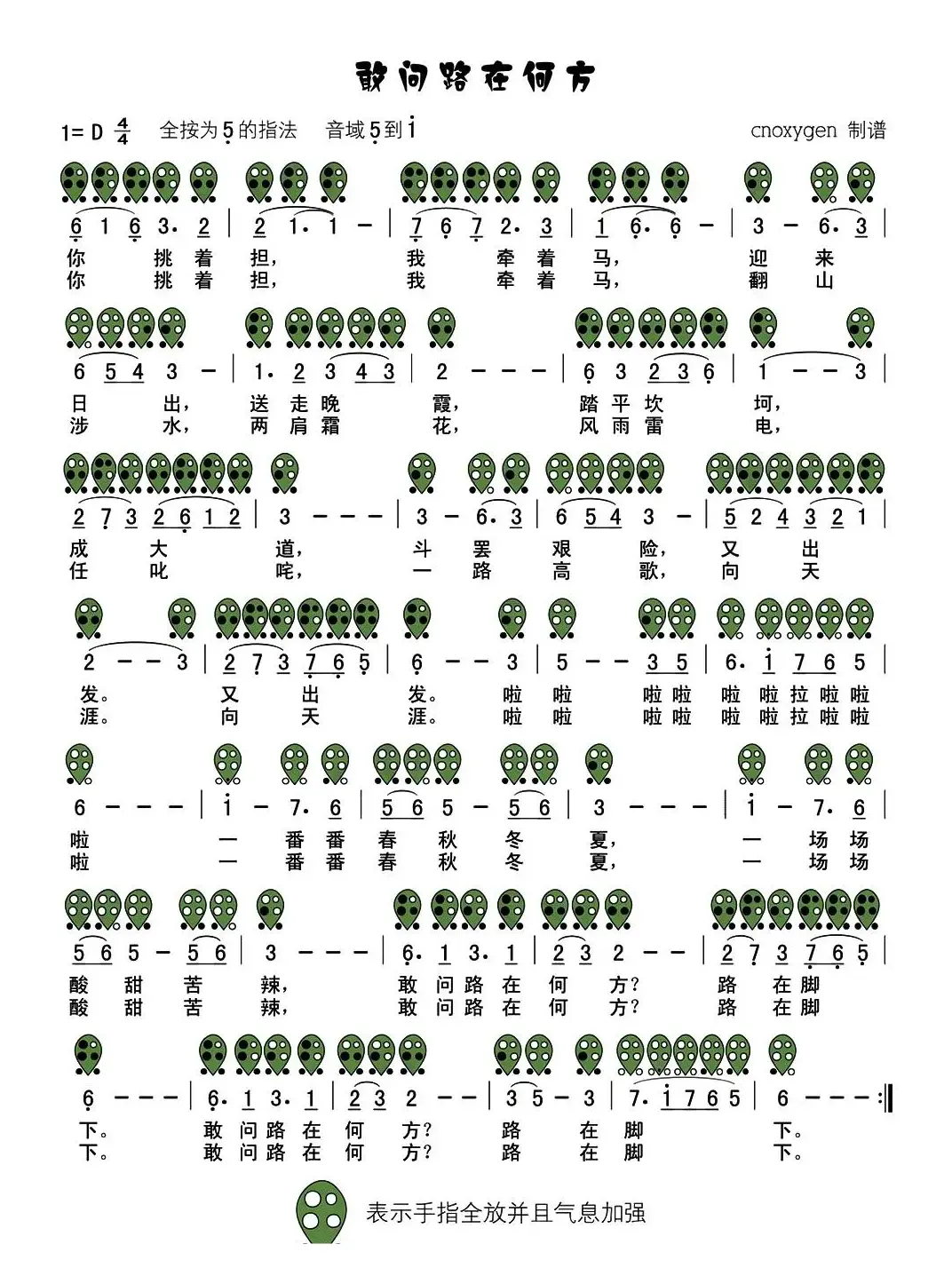 敢问路在何方(连续剧《西游记》片尾曲)（六孔陶笛谱）