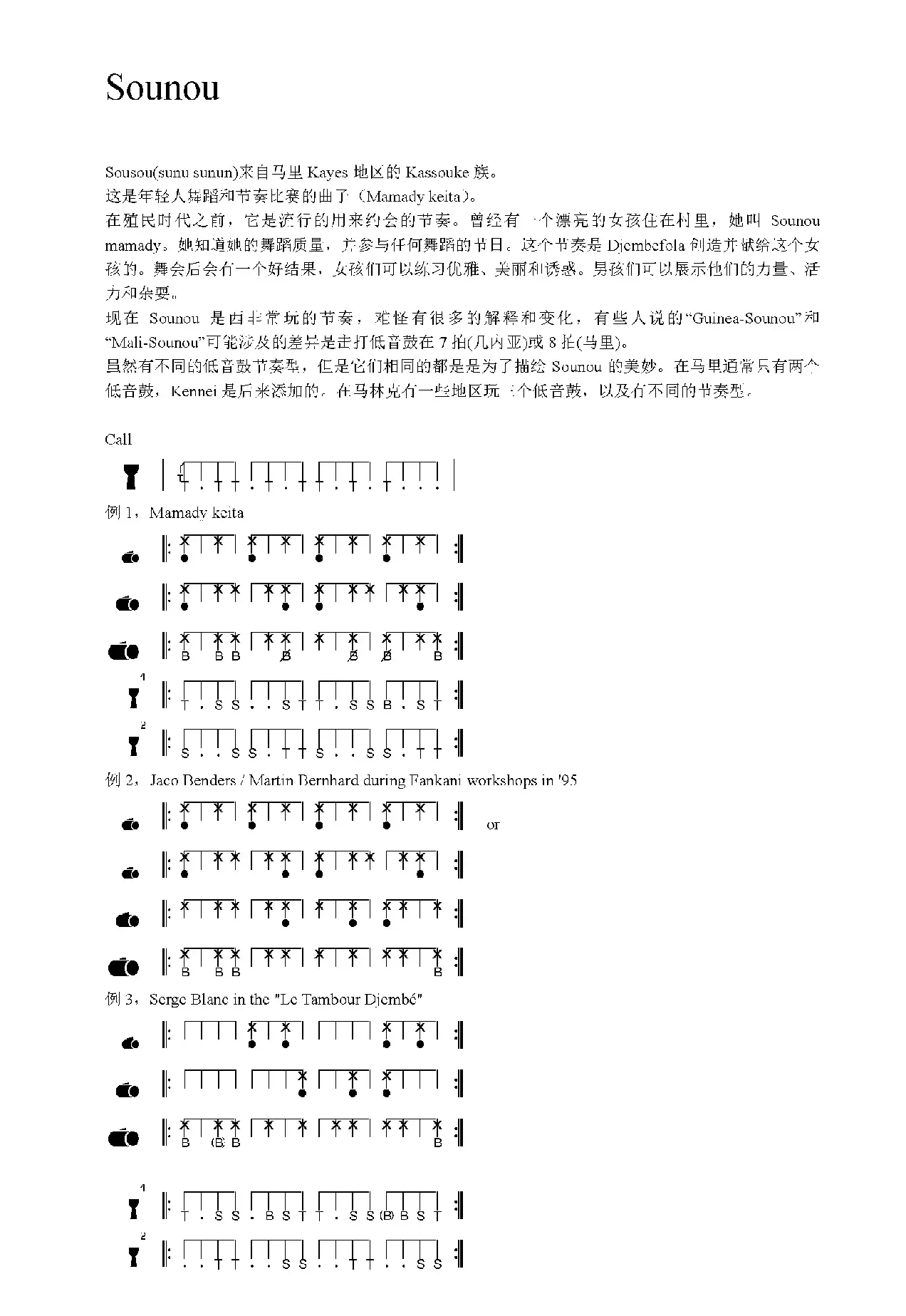 Sounou / Sunu / Sunun（非洲手鼓谱）