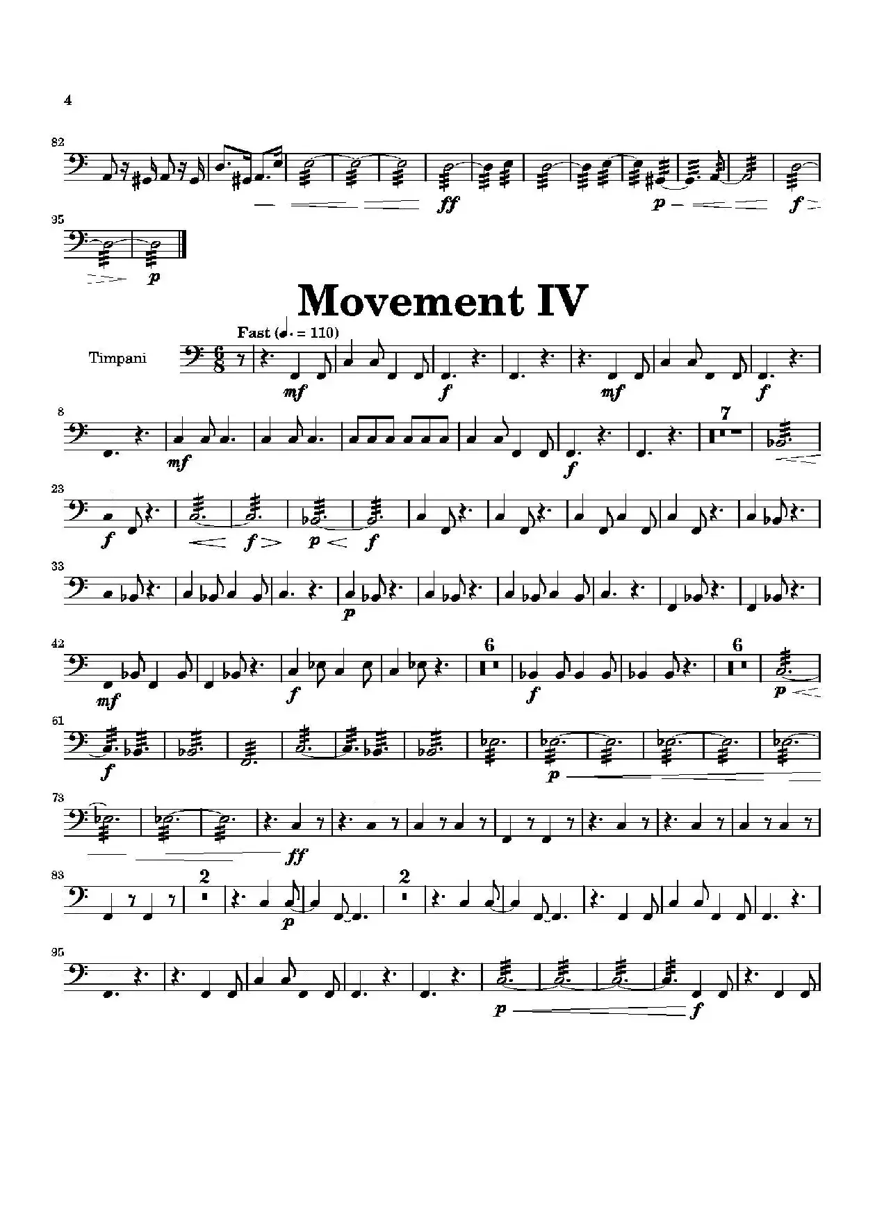 Movement（萨克斯四重奏与打击乐）（定音鼓分谱）