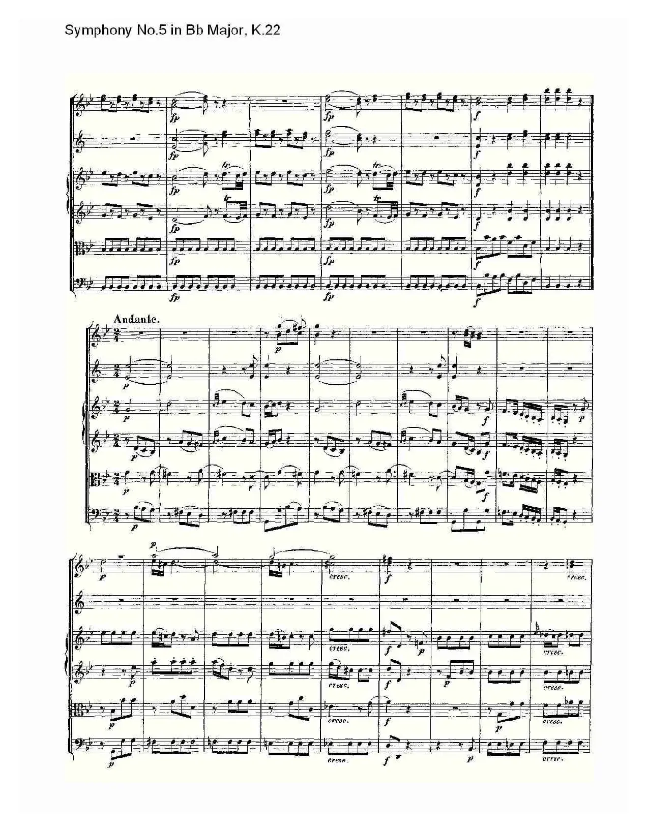 Symphony No.5 in Bb Major, K.22（Bb大调第五交响曲K.22）