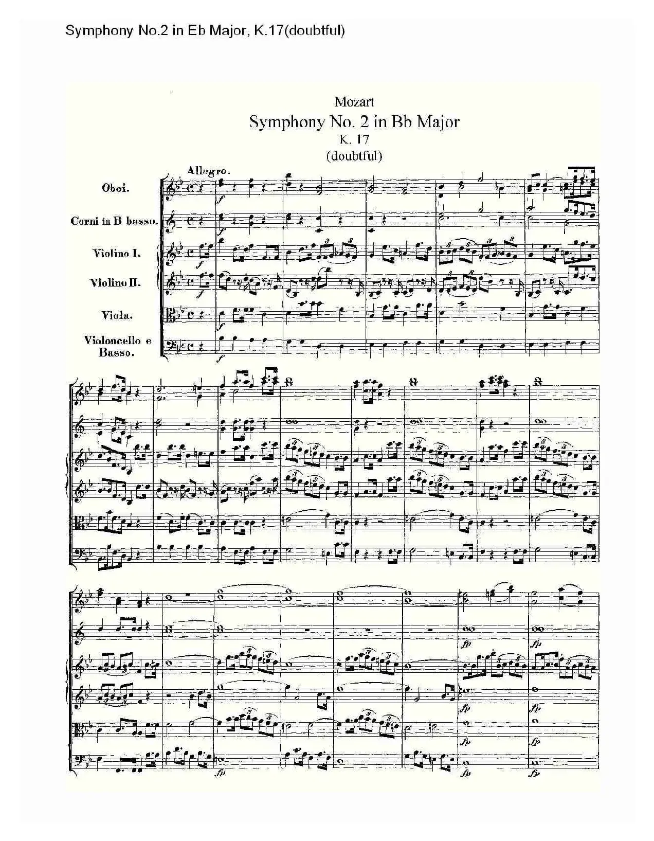 Symphony No.2 in Bb Major（doubtful))，K.1）