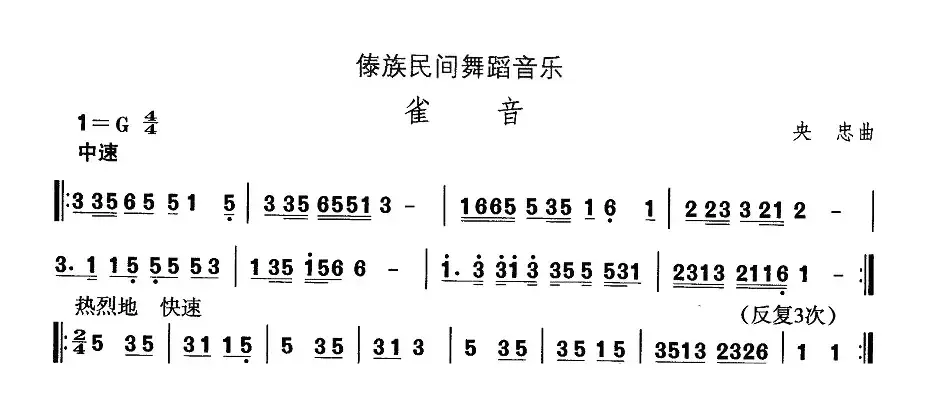 中国民族民间舞曲选（十四)傣族舞蹈：雀）