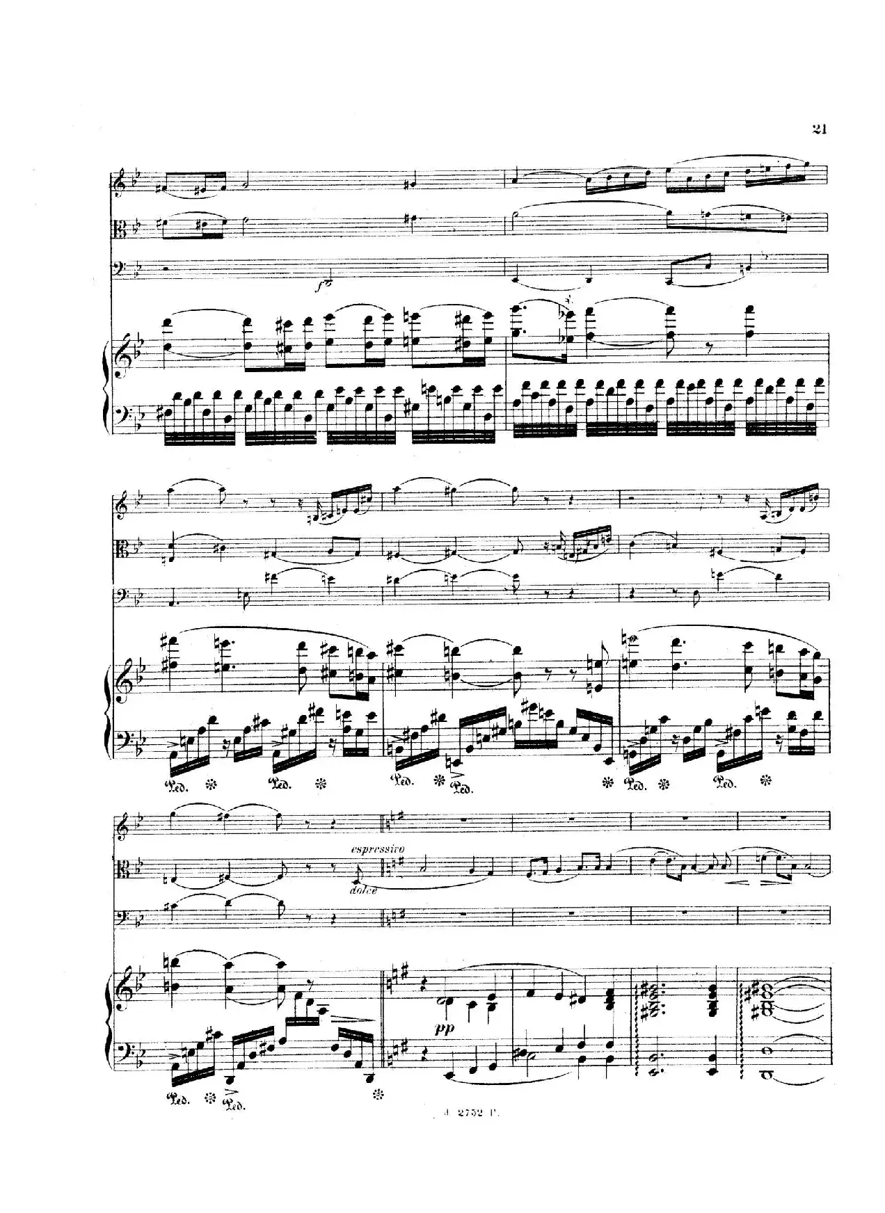 Piano Quartet No.2 in g Minor Op.45（g小调第二钢琴四重奏总谱）