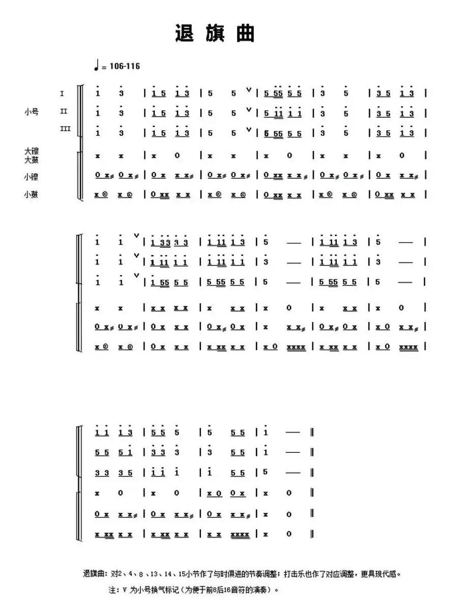 中国少年先锋队鼓号谱：2、退旗曲 