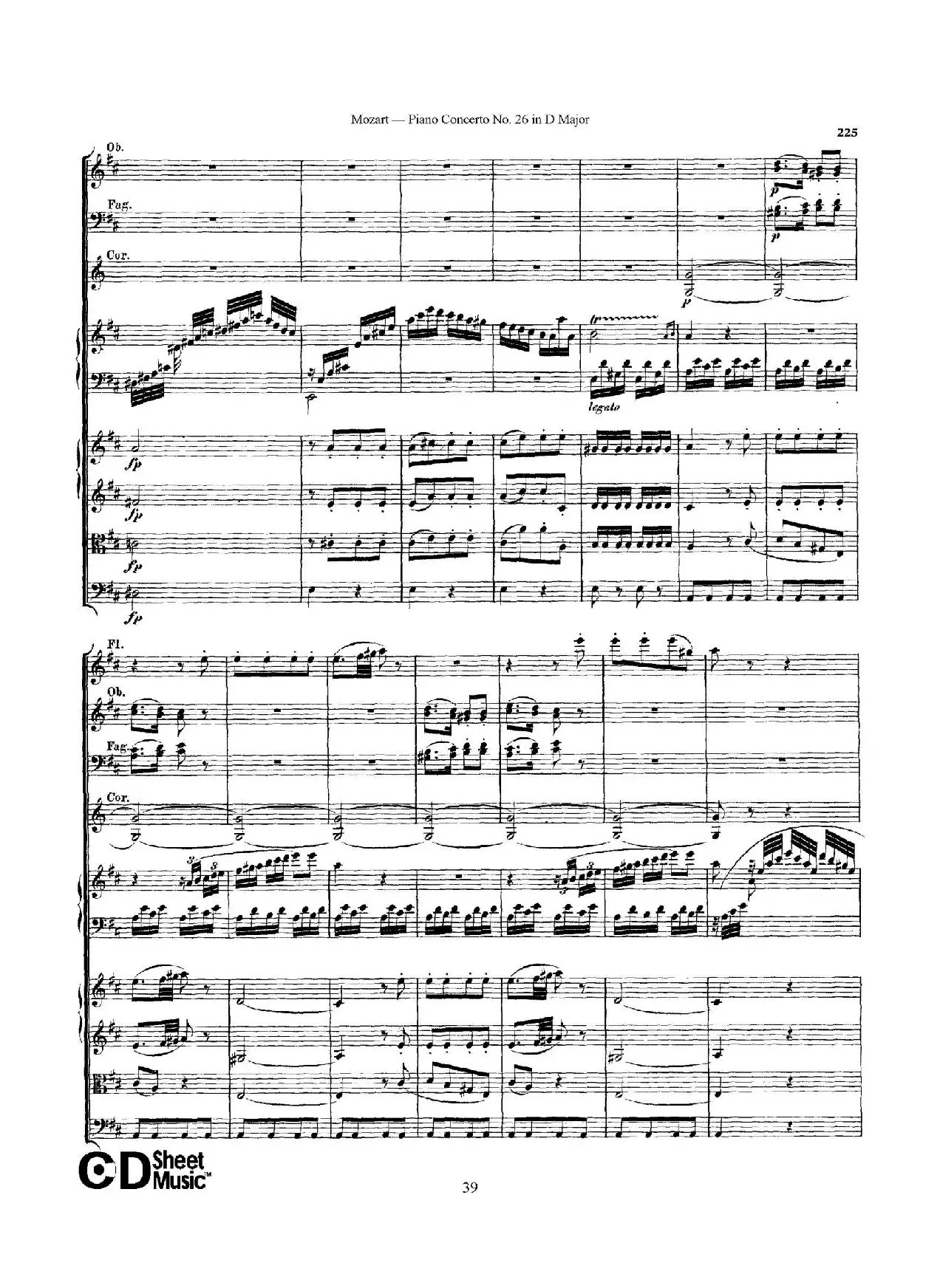 Piano Concerto No.26 in D Major  K.537（D大调第二十六钢琴协奏曲总谱）