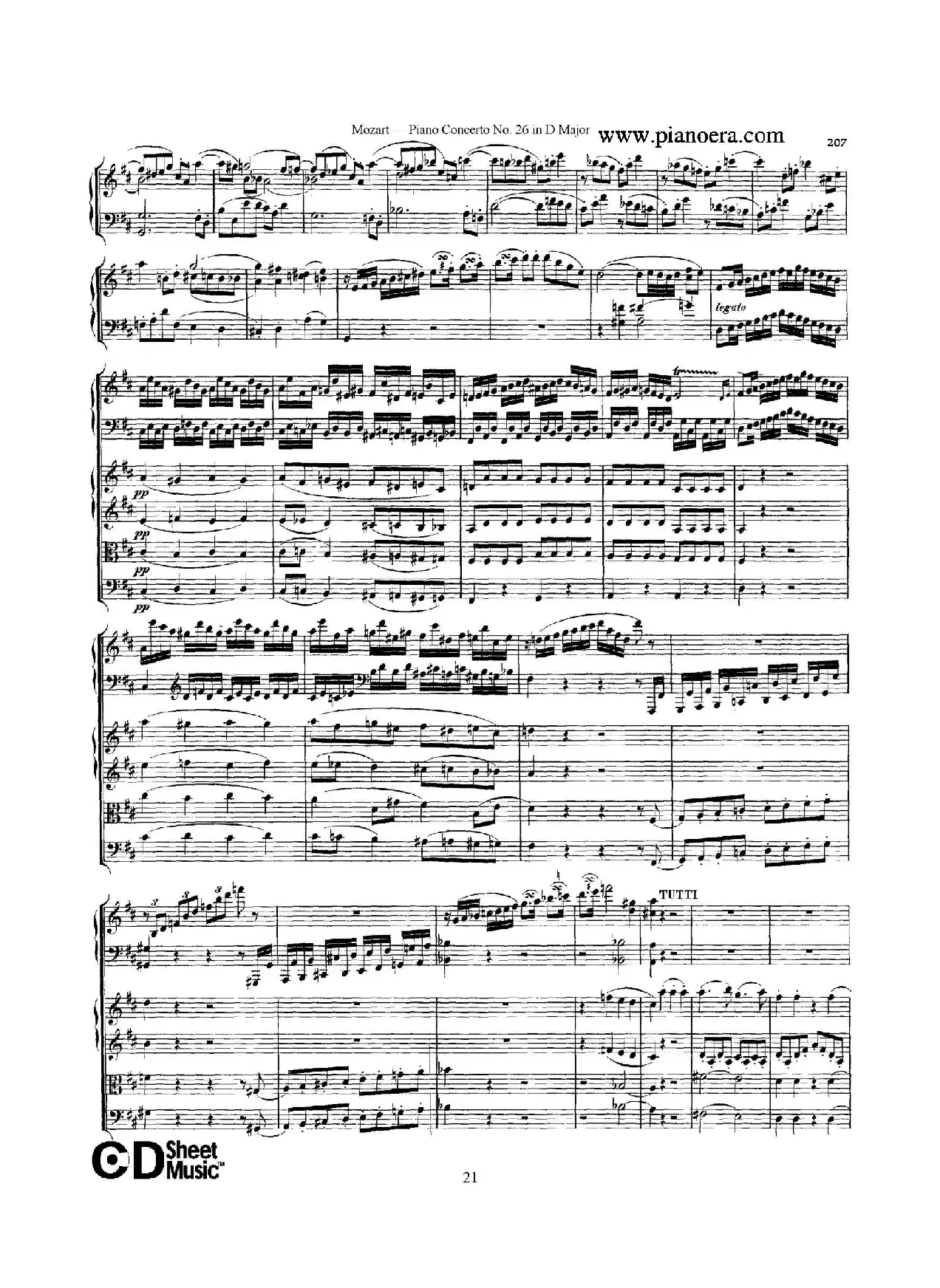 Piano Concerto No.26 in D Major  K.537（D大调第二十六钢琴协奏曲总谱）