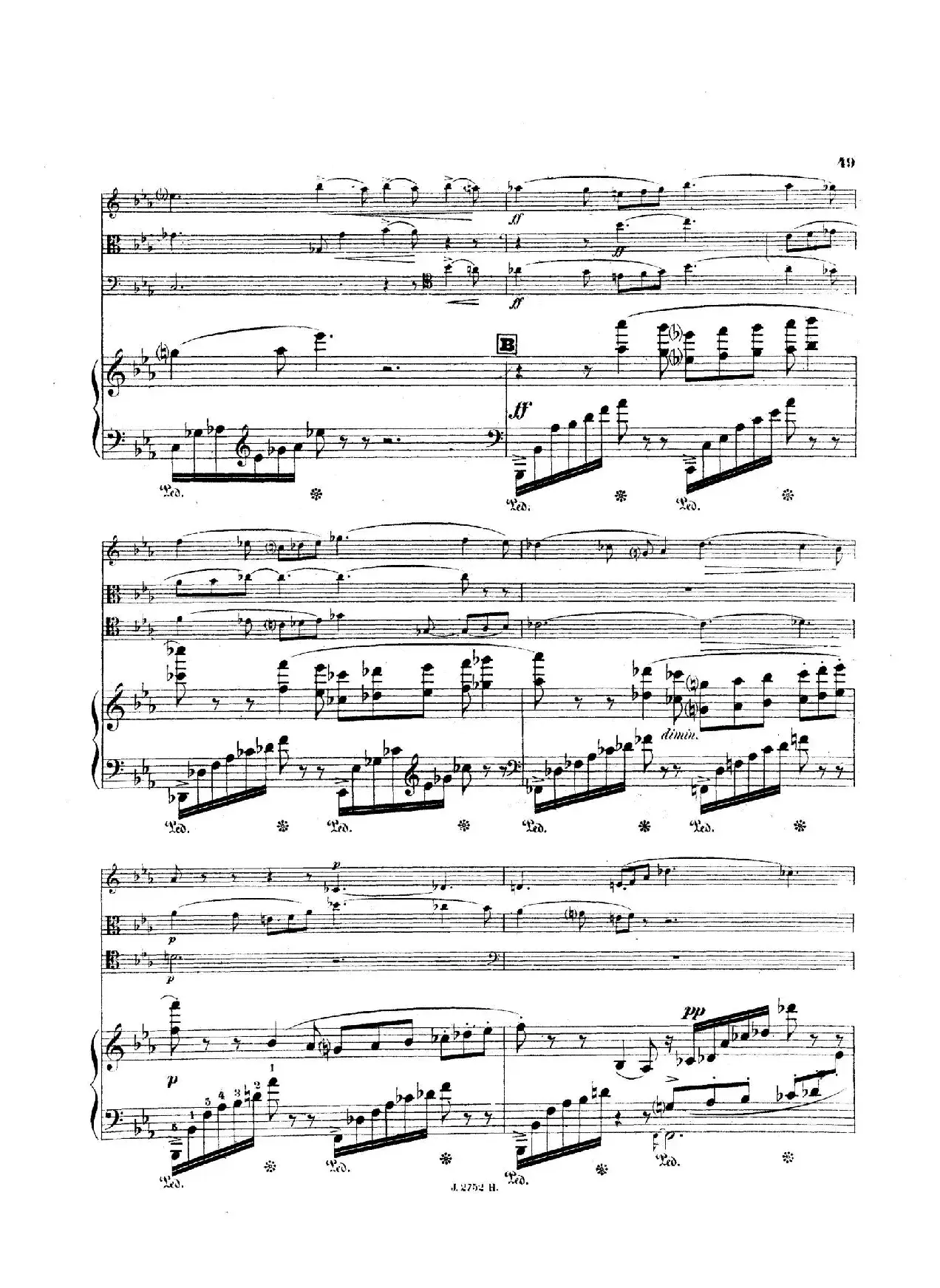 Piano Quartet No.2 in g Minor Op.45（g小调第二钢琴四重奏总谱）