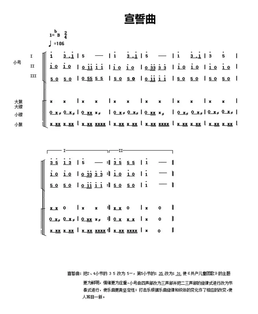 中国少年先锋队鼓号谱：4、宣誓曲 