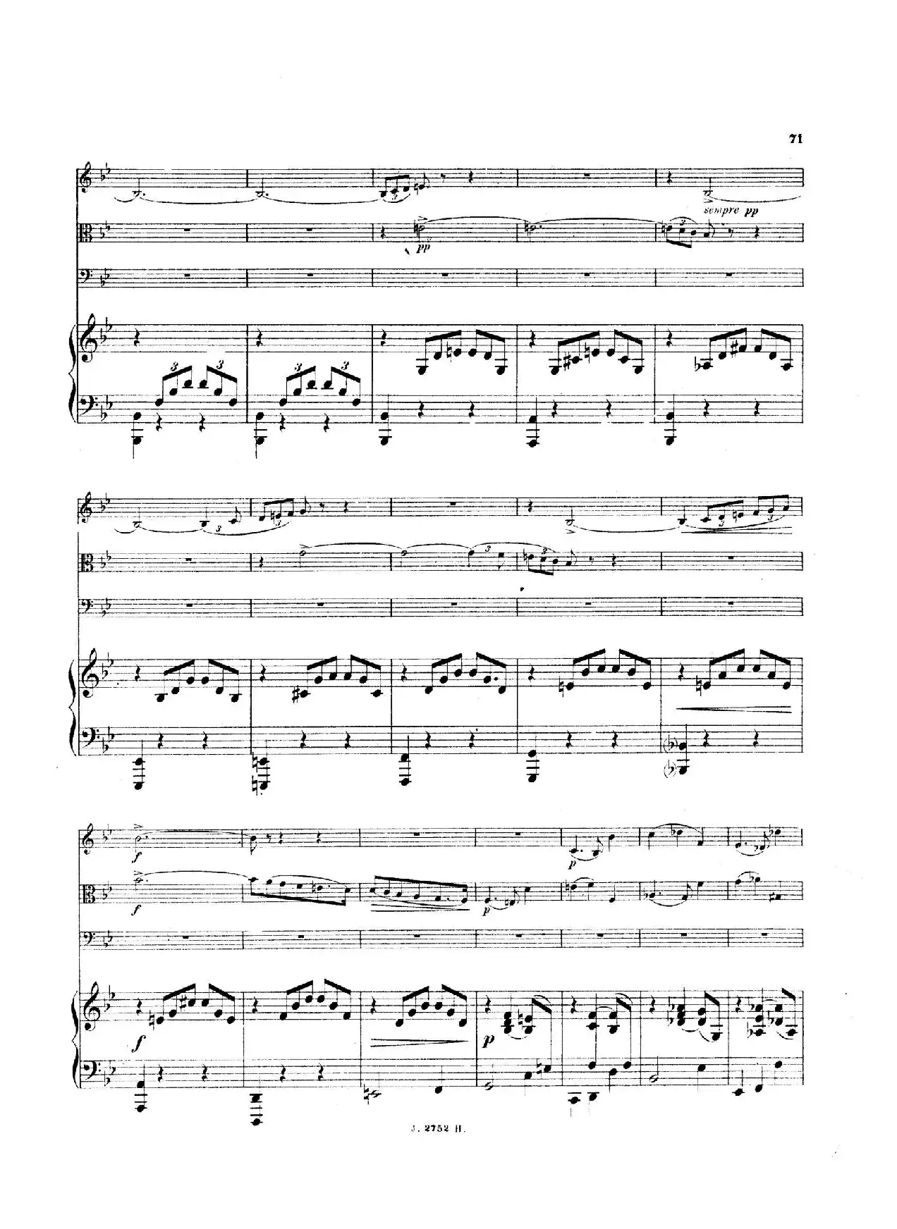 Piano Quartet No.2 in g Minor Op.45（g小调第二钢琴四重奏总谱）