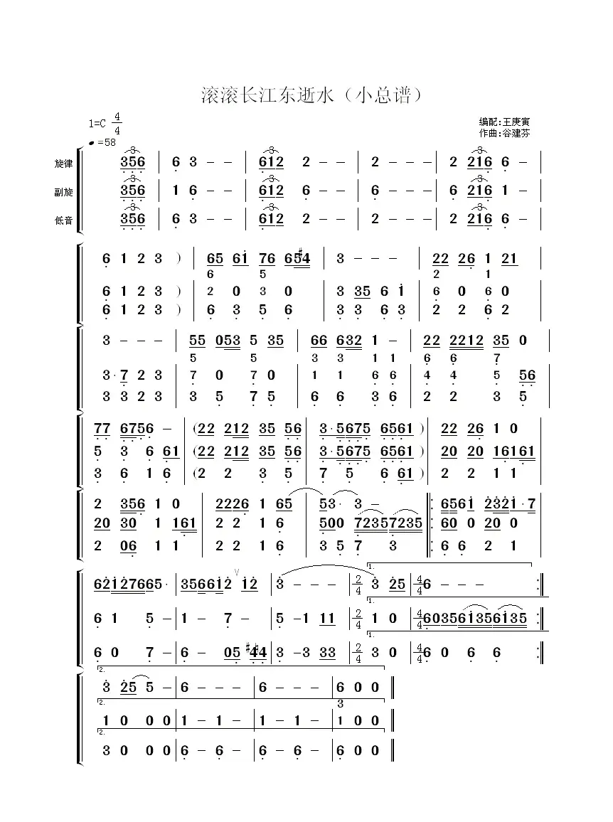 滚滚长江东逝水（小总谱）