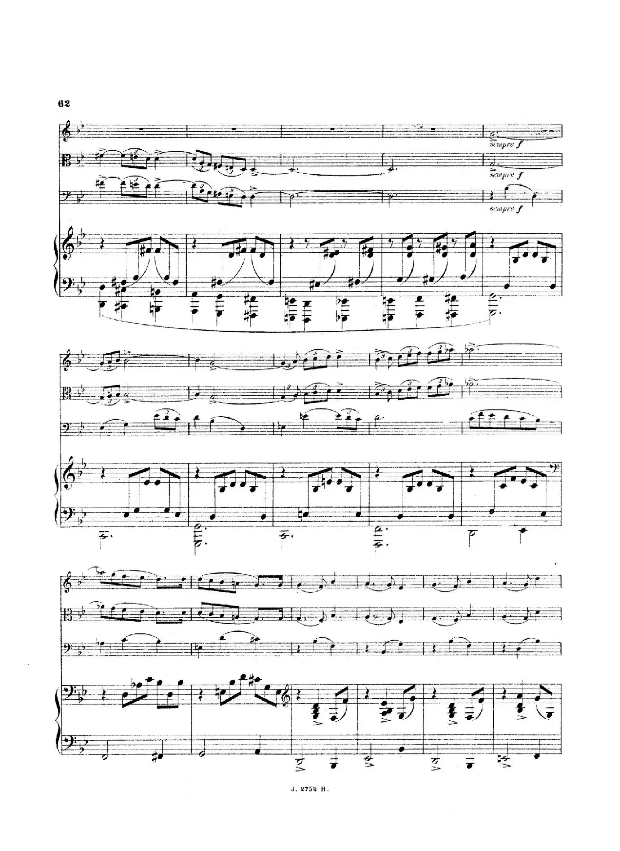 Piano Quartet No.2 in g Minor Op.45（g小调第二钢琴四重奏总谱）