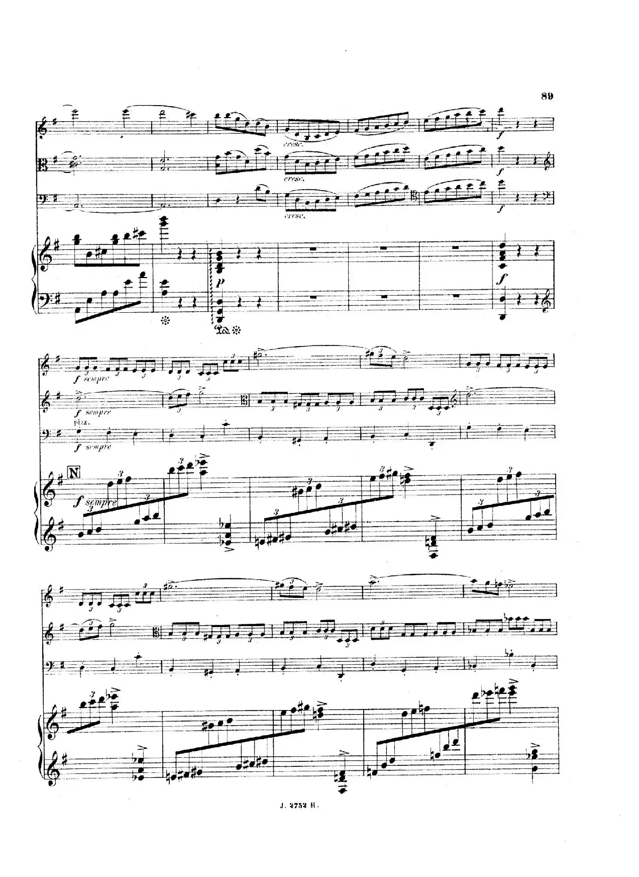 Piano Quartet No.2 in g Minor Op.45（g小调第二钢琴四重奏总谱）