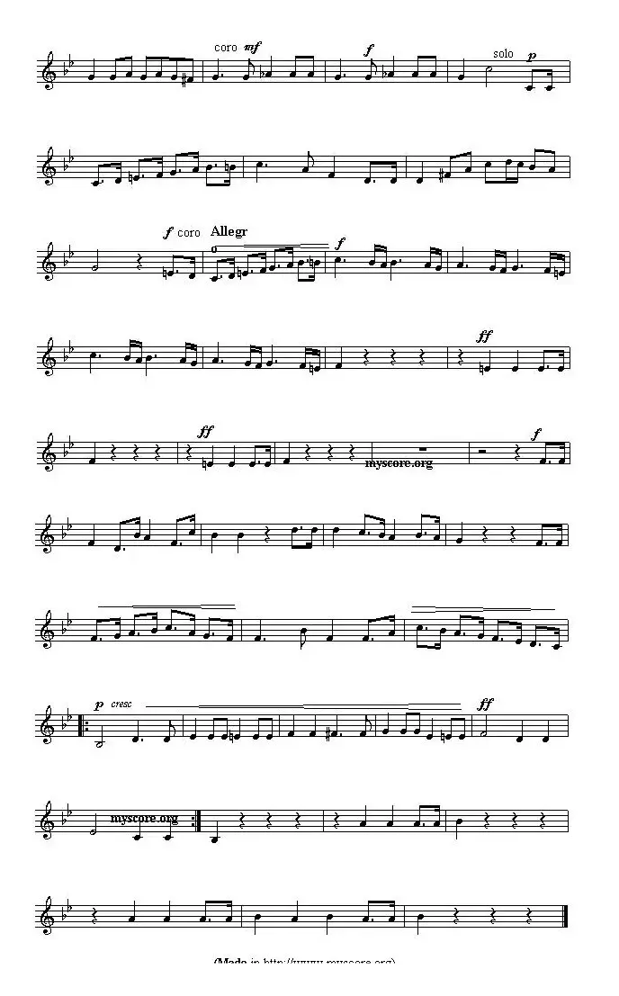 各国国歌主旋律：乌拉圭（Ameriacn Anthem sheet music:Uruguay）