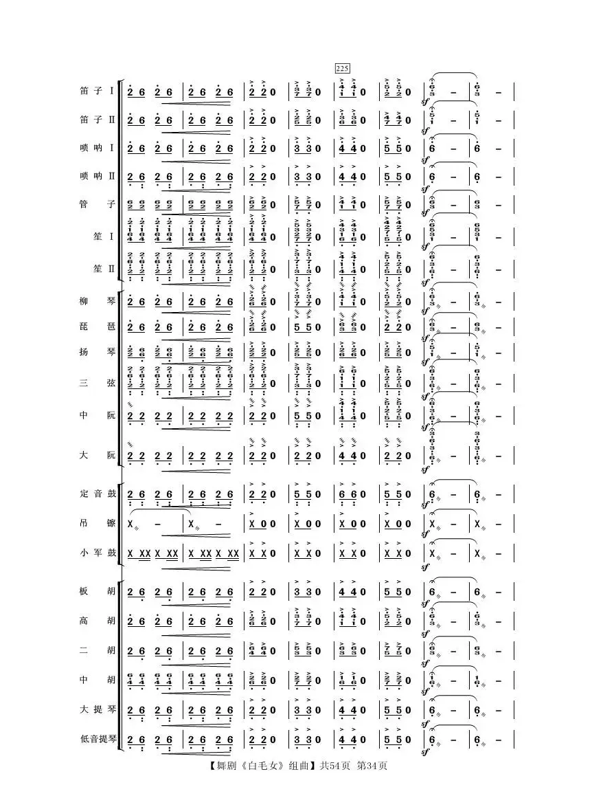 舞剧《白毛女》组曲（民族管弦乐合奏）