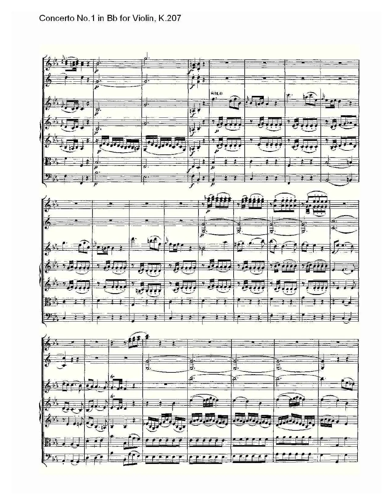 Concerto No.1 in Bb for Violin, K.207（Bb调小提琴第一协奏曲）