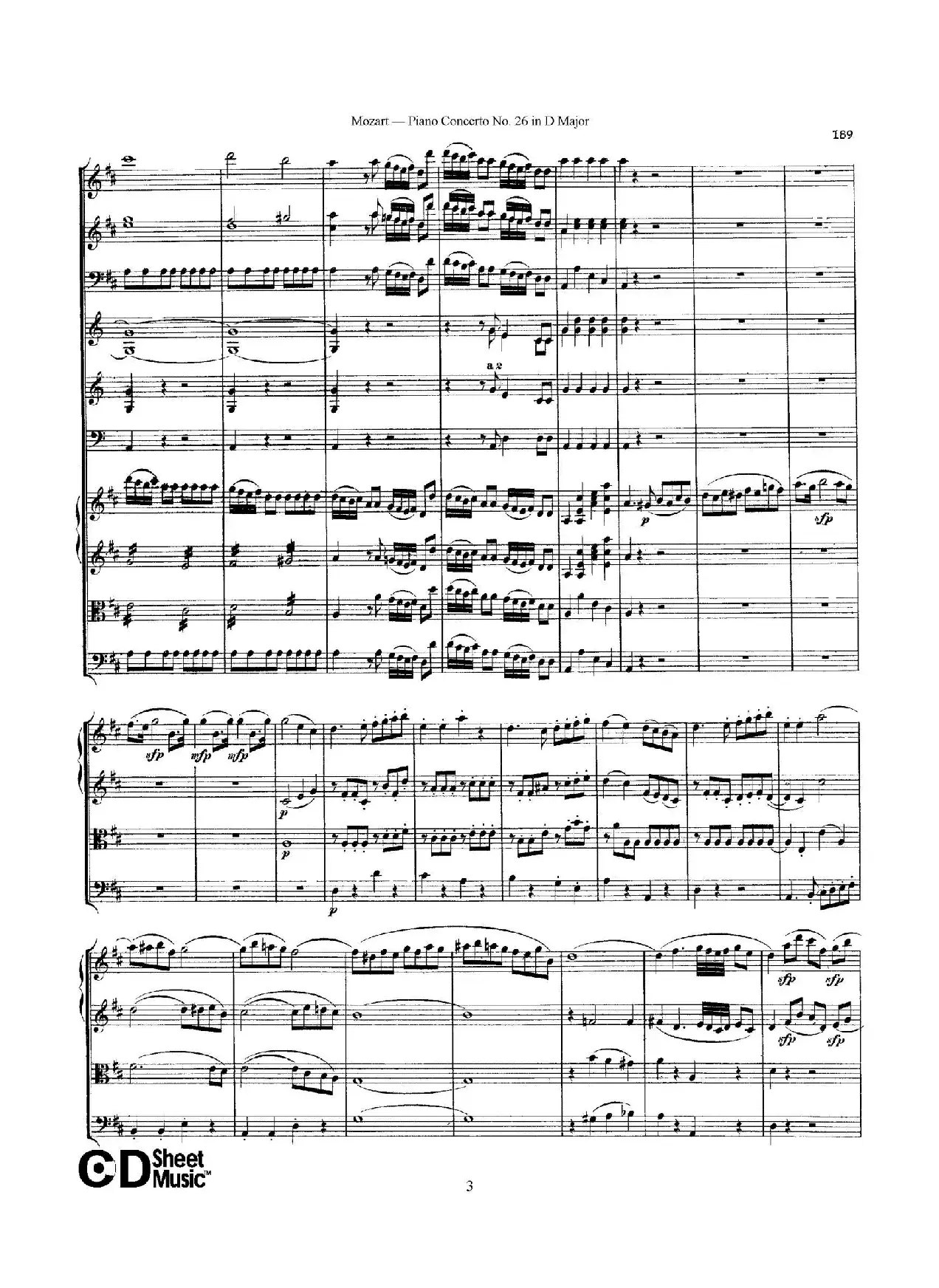 Piano Concerto No.26 in D Major  K.537（D大调第二十六钢琴协奏曲总谱）