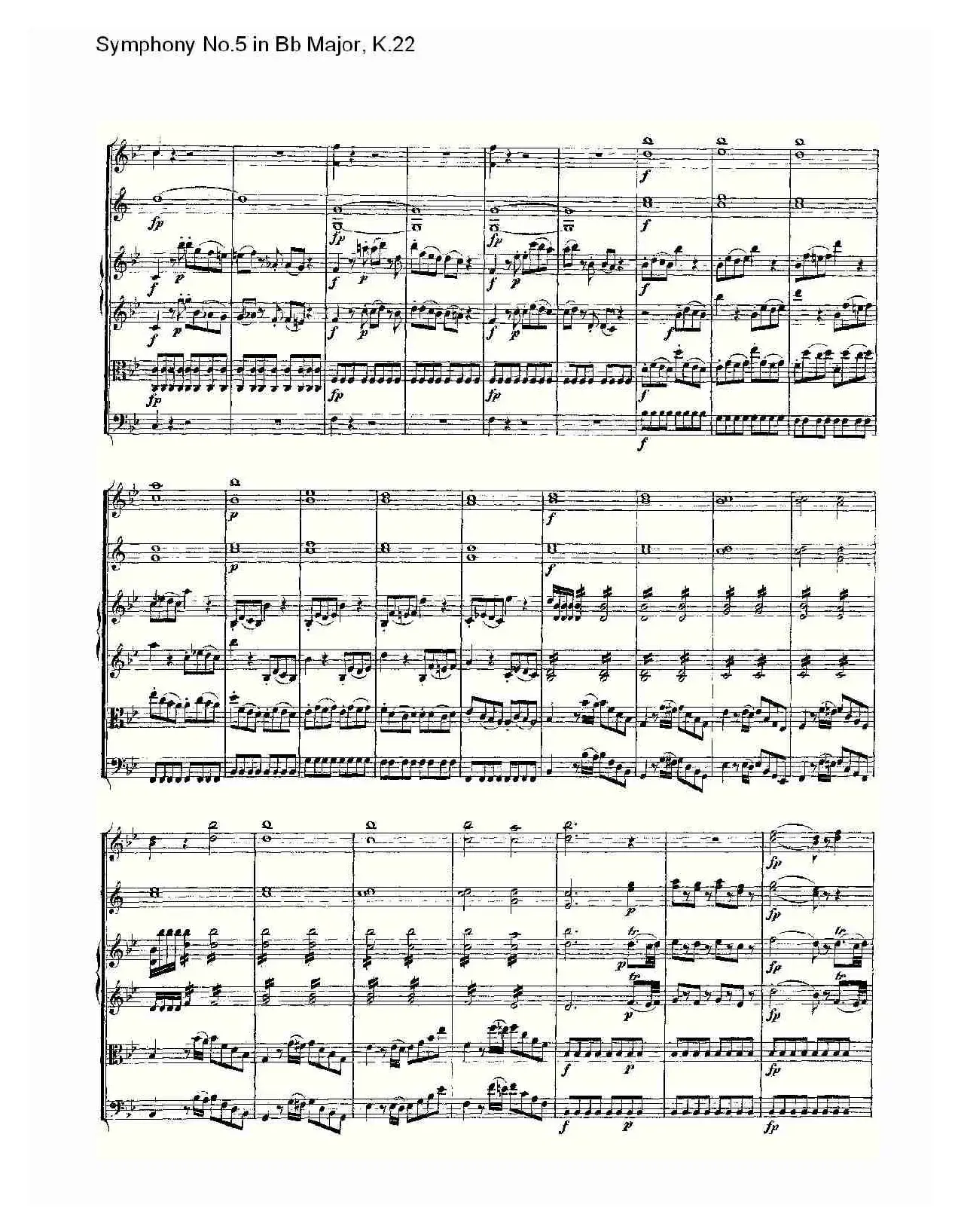 Symphony No.5 in Bb Major, K.22（Bb大调第五交响曲K.22）