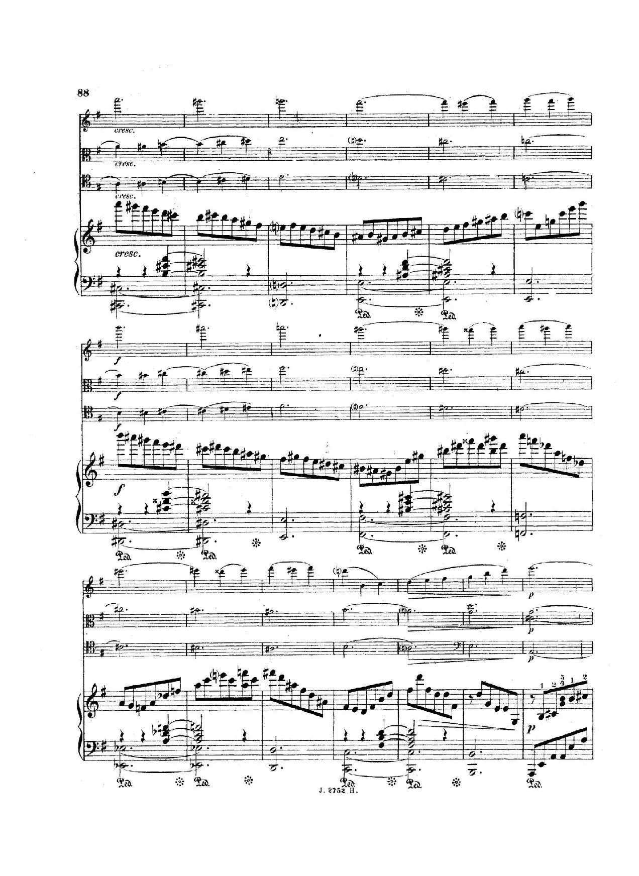 Piano Quartet No.2 in g Minor Op.45（g小调第二钢琴四重奏总谱）