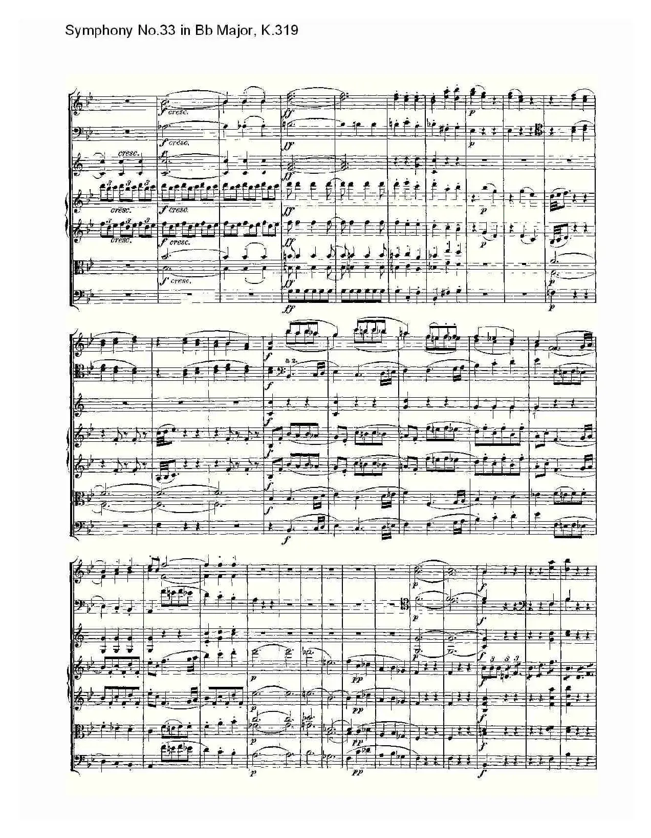 Symphony No.33 in Bb Major, K.319（Bb大调第三十三交响曲K.31）