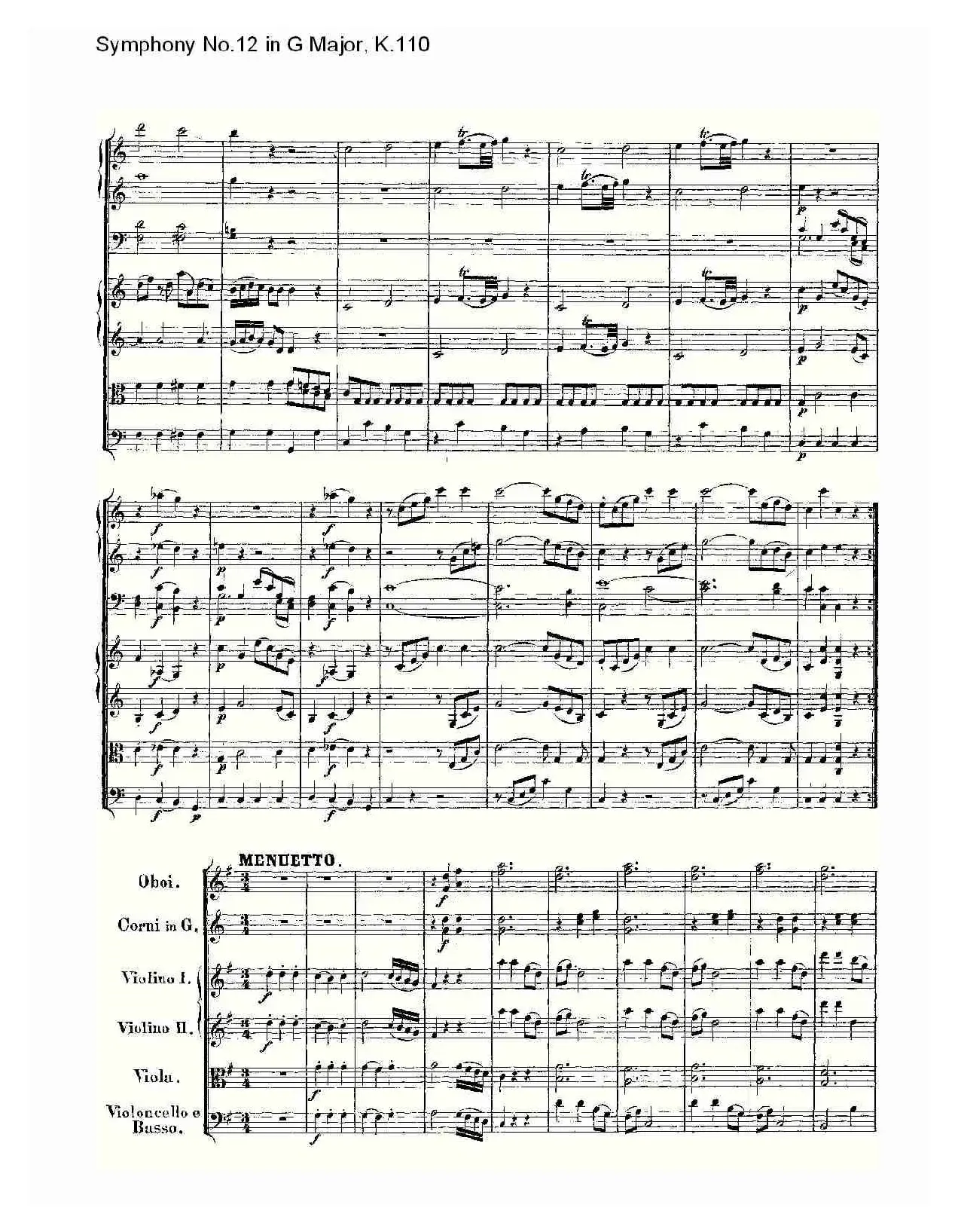 Symphony No.12 in G Major, K.110（G大调第十二交响曲K.110）