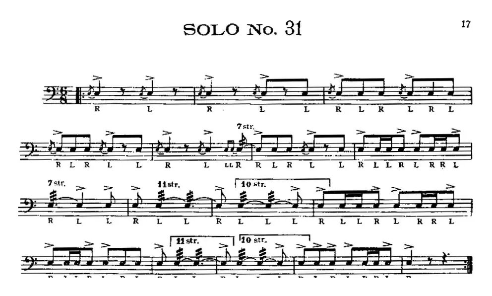 美国军鼓 SOLO No.31-35（爵士鼓谱）