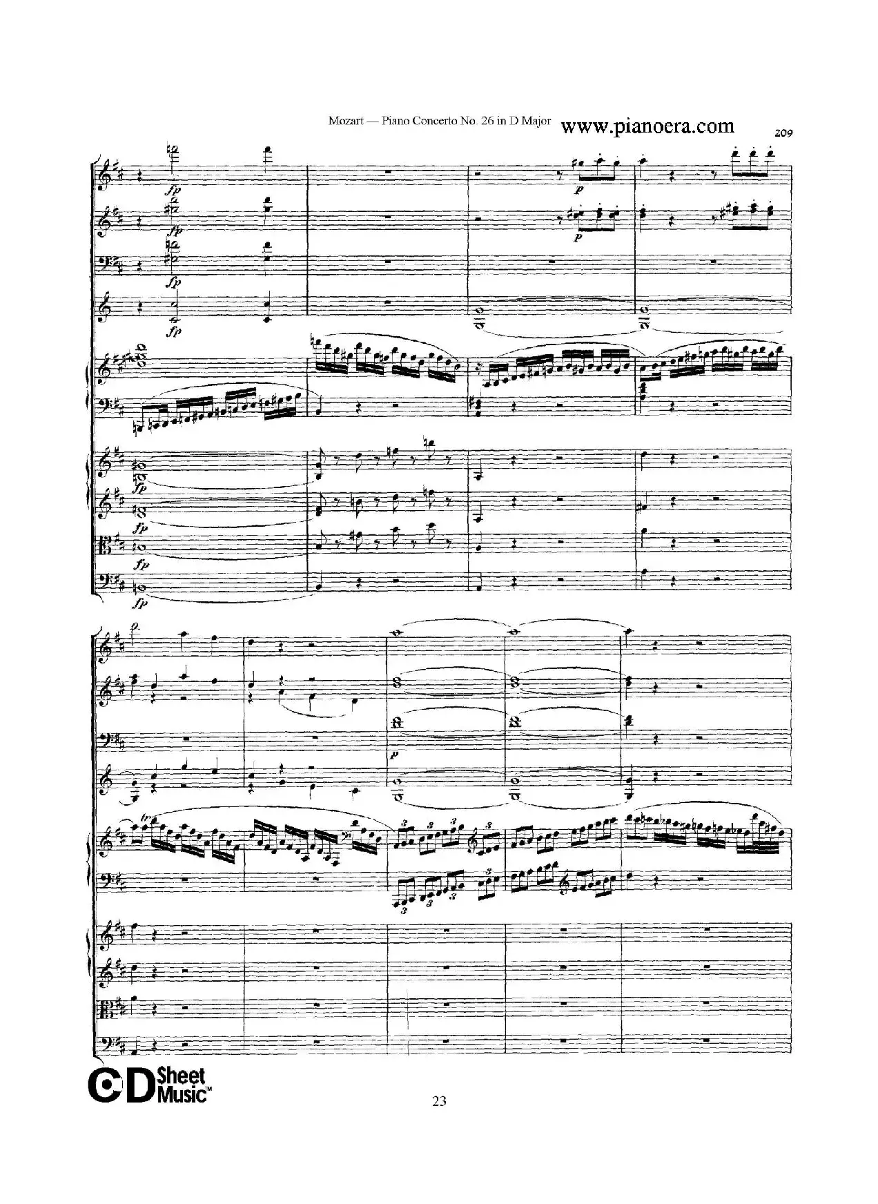 Piano Concerto No.26 in D Major  K.537（D大调第二十六钢琴协奏曲总谱）