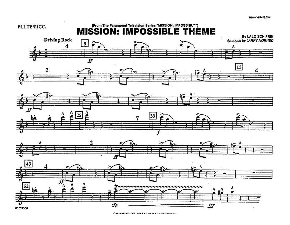 MISSION:IMPOSSIBLE THEME（分谱：长笛/短笛）