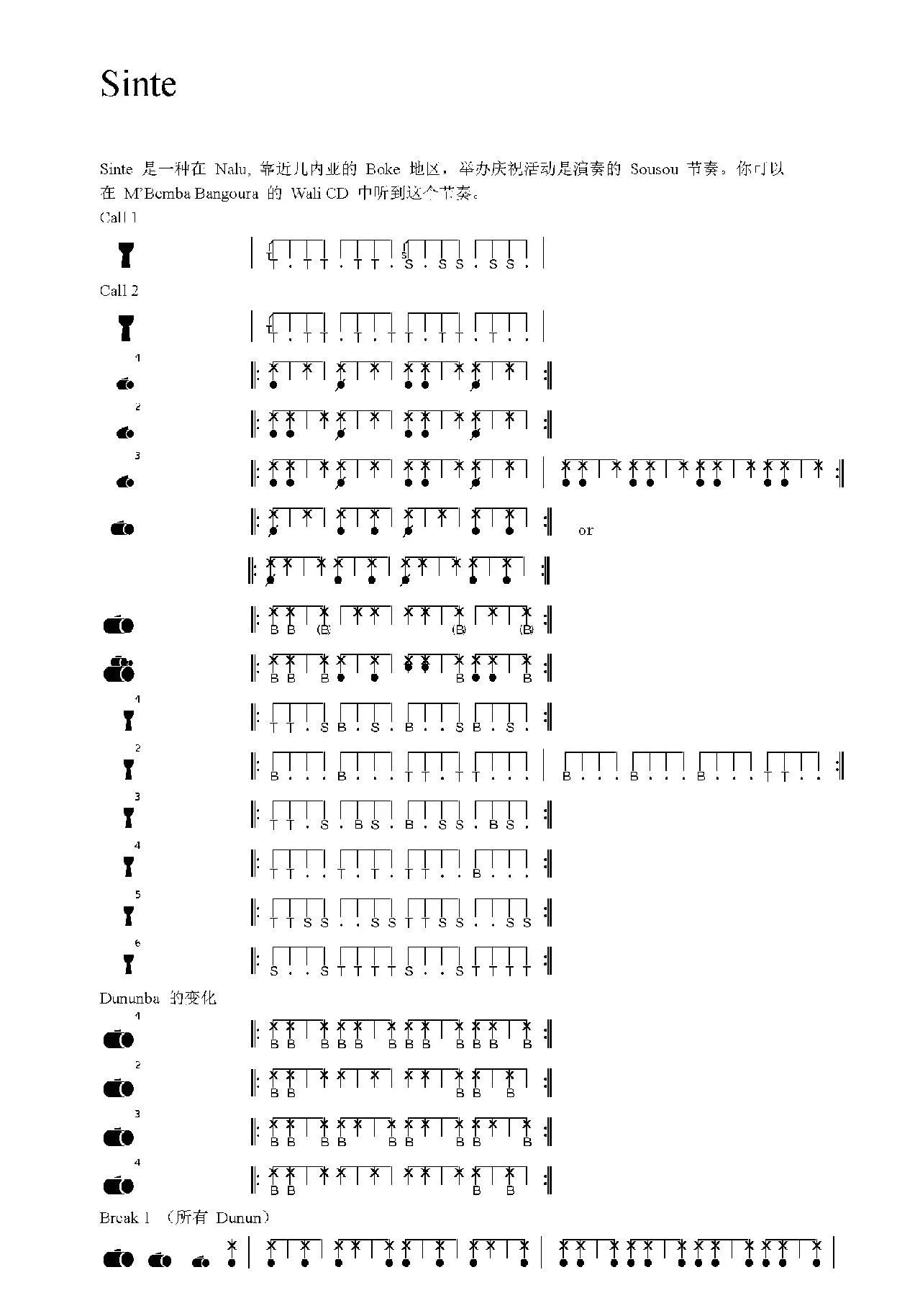 Sinte（非洲手鼓谱）