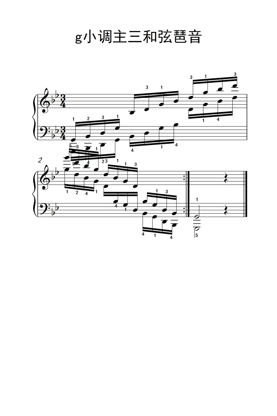 第六级 6.g小调主三和弦琶音（中央音乐学院 钢琴（业余）考级教程 4-6级）