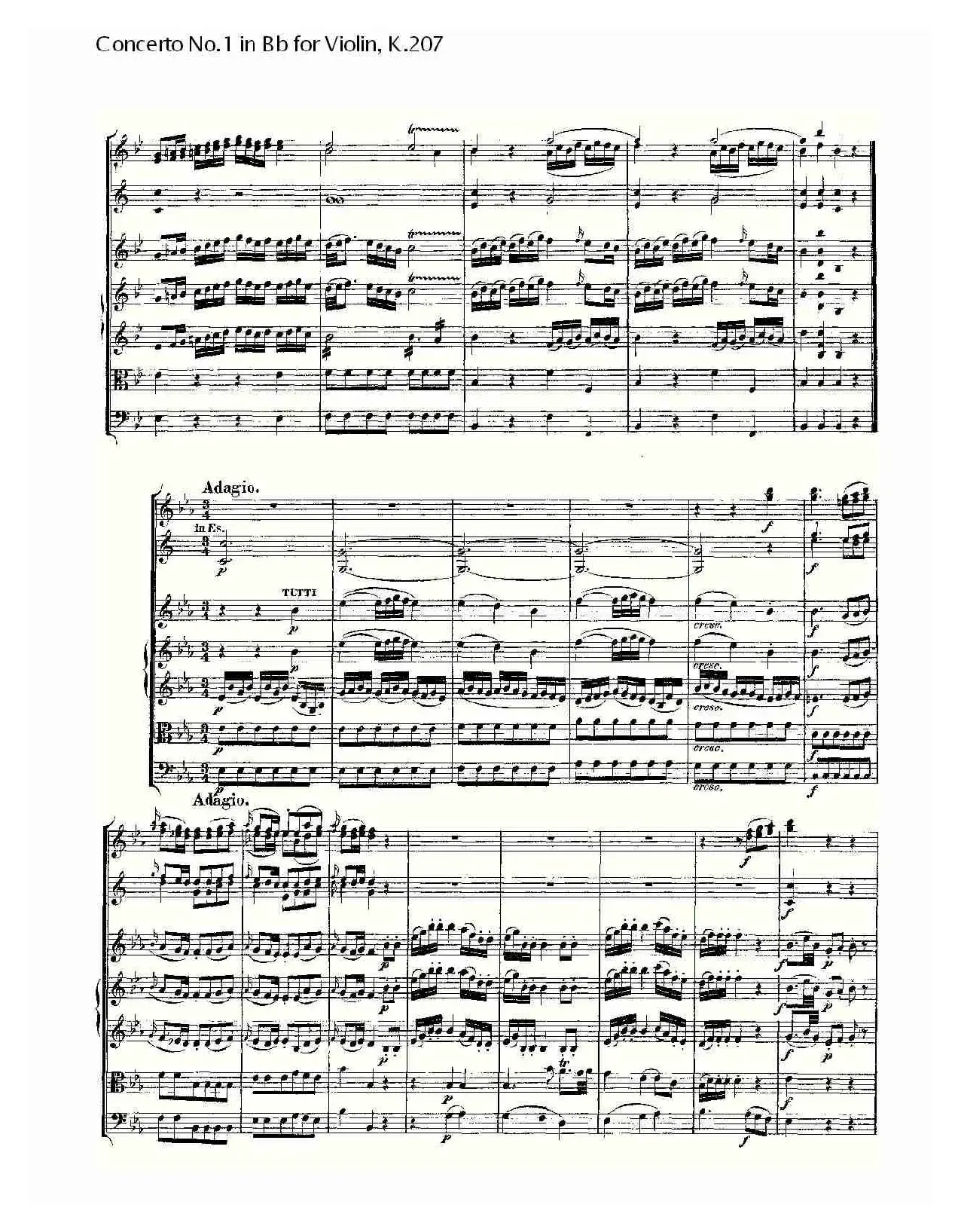 Concerto No.1 in Bb for Violin, K.207（Bb调小提琴第一协奏曲）