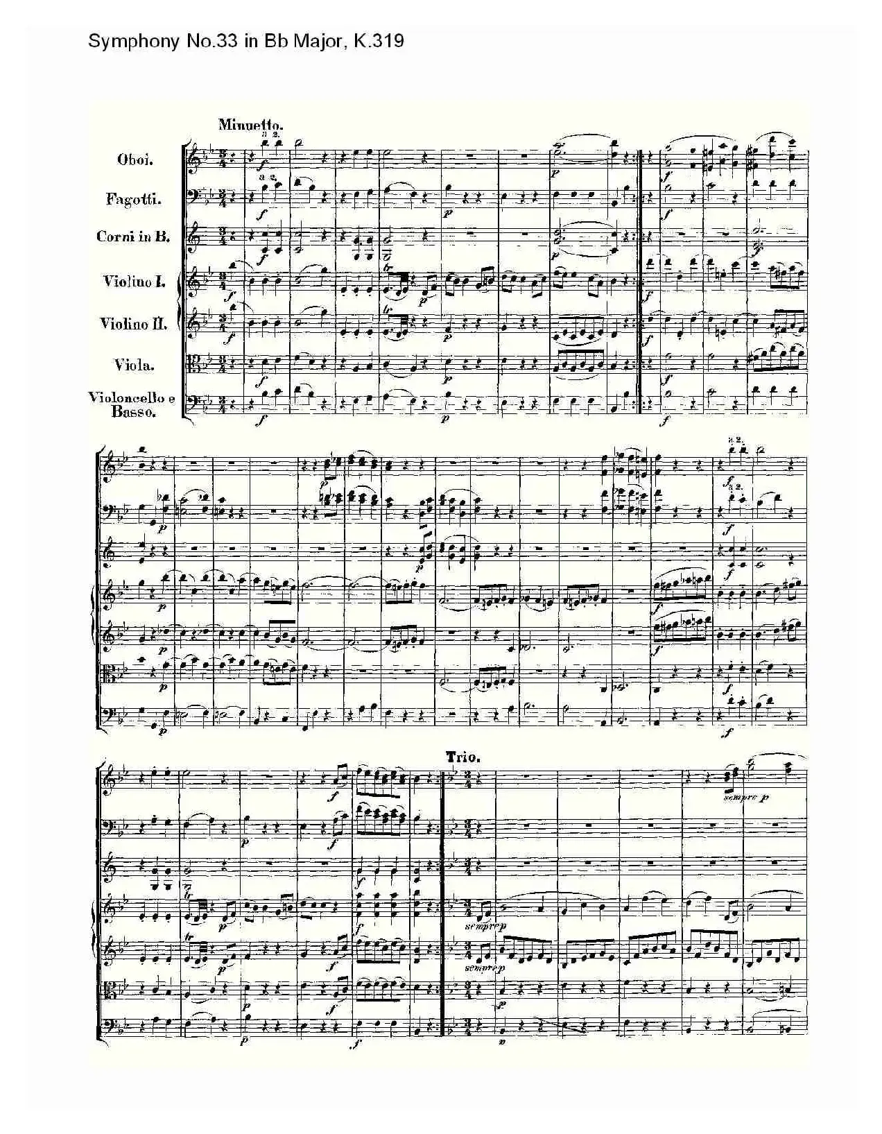 Symphony No.33 in Bb Major, K.319（Bb大调第三十三交响曲K.31）