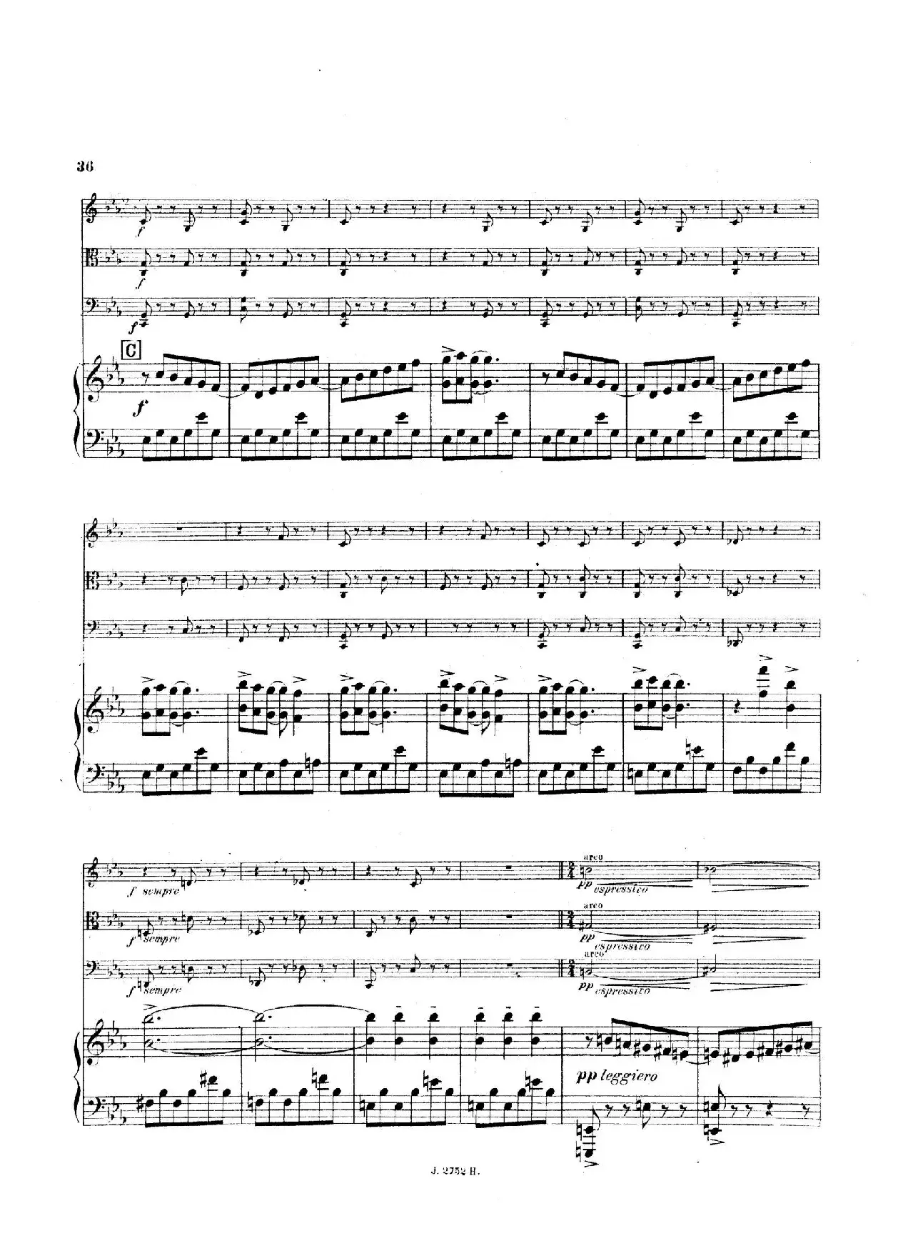 Piano Quartet No.2 in g Minor Op.45（g小调第二钢琴四重奏总谱）