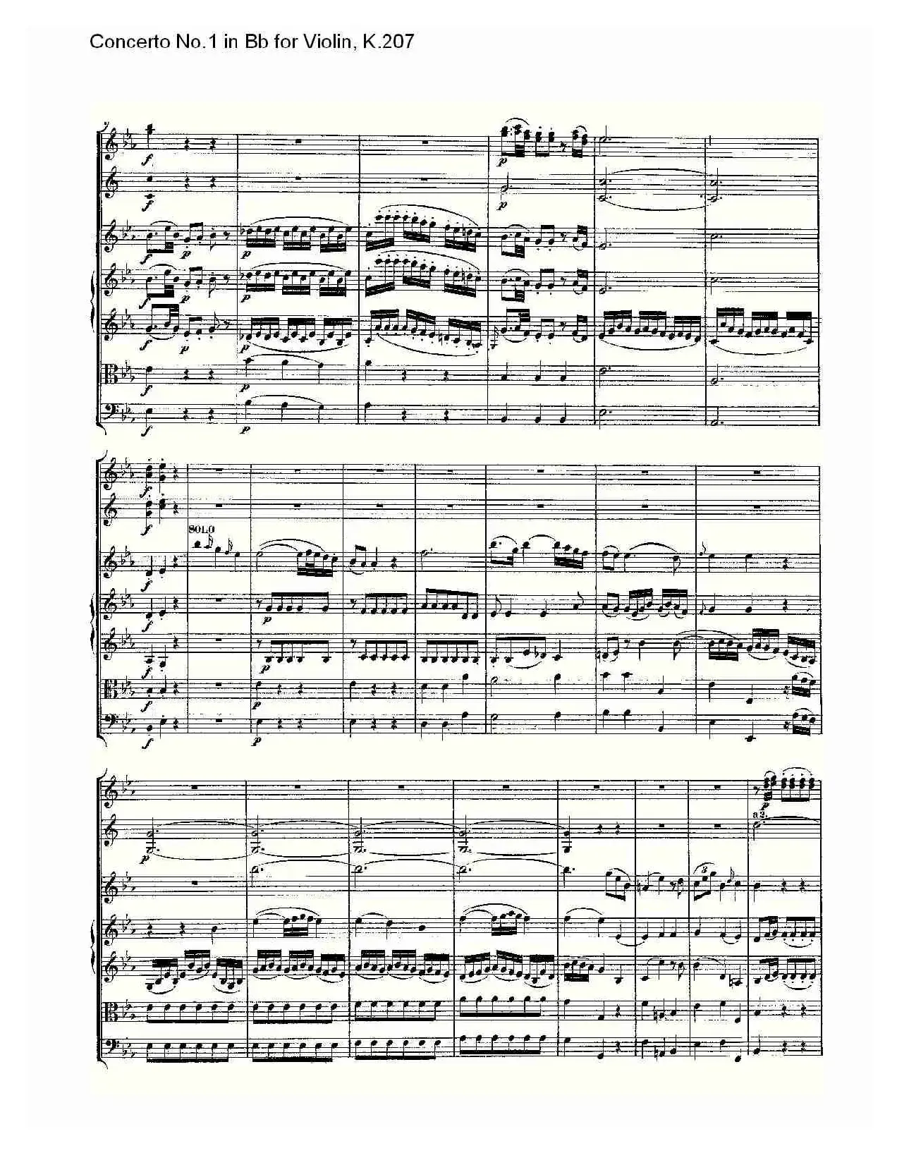 Concerto No.1 in Bb for Violin, K.207（Bb调小提琴第一协奏曲）