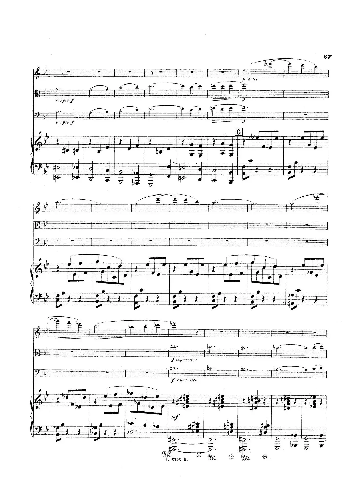 Piano Quartet No.2 in g Minor Op.45（g小调第二钢琴四重奏总谱）