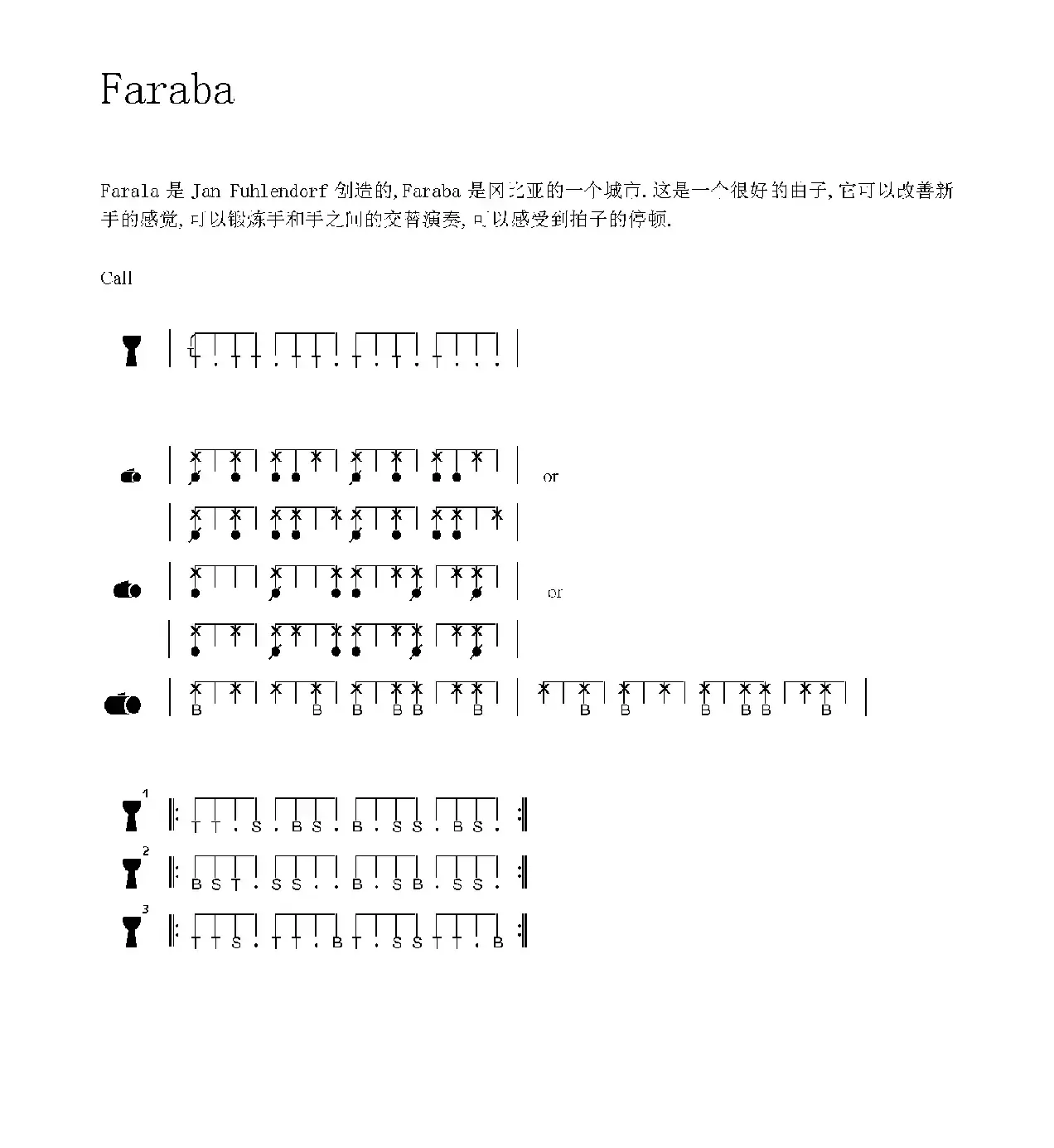 Faraba（非洲手鼓谱）