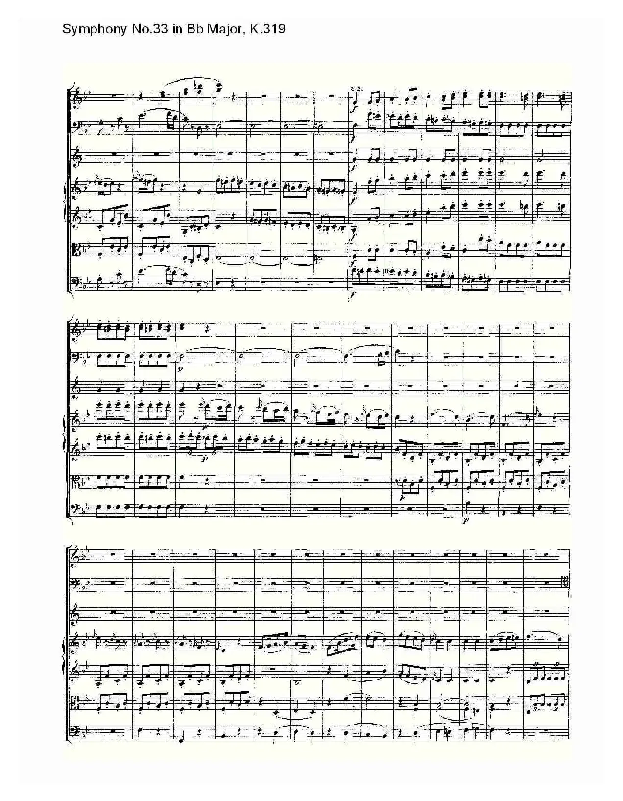 Symphony No.33 in Bb Major, K.319（Bb大调第三十三交响曲K.31）