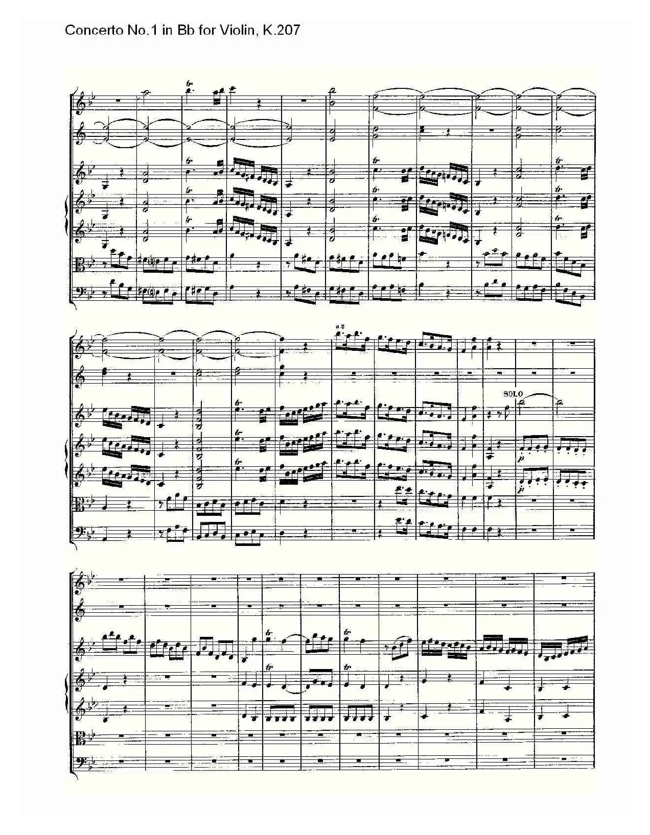 Concerto No.1 in Bb for Violin, K.207（Bb调小提琴第一协奏曲）