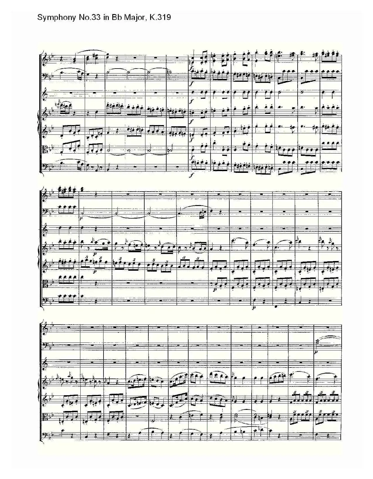 Symphony No.33 in Bb Major, K.319（Bb大调第三十三交响曲K.31）