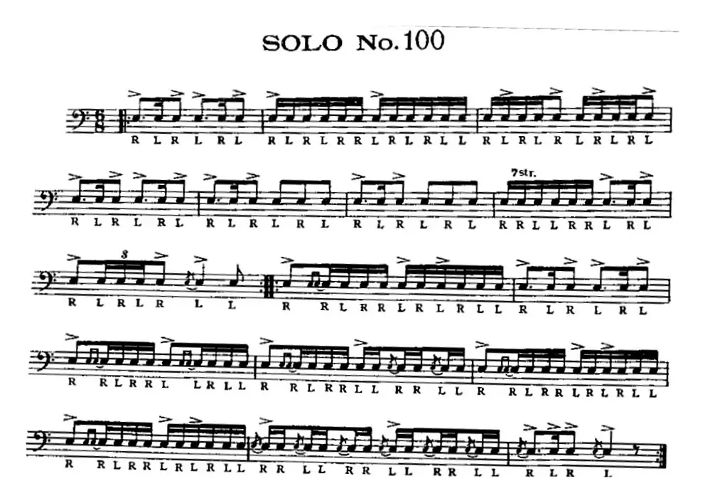 美国军鼓 SOLO No.96-100（爵士鼓谱）