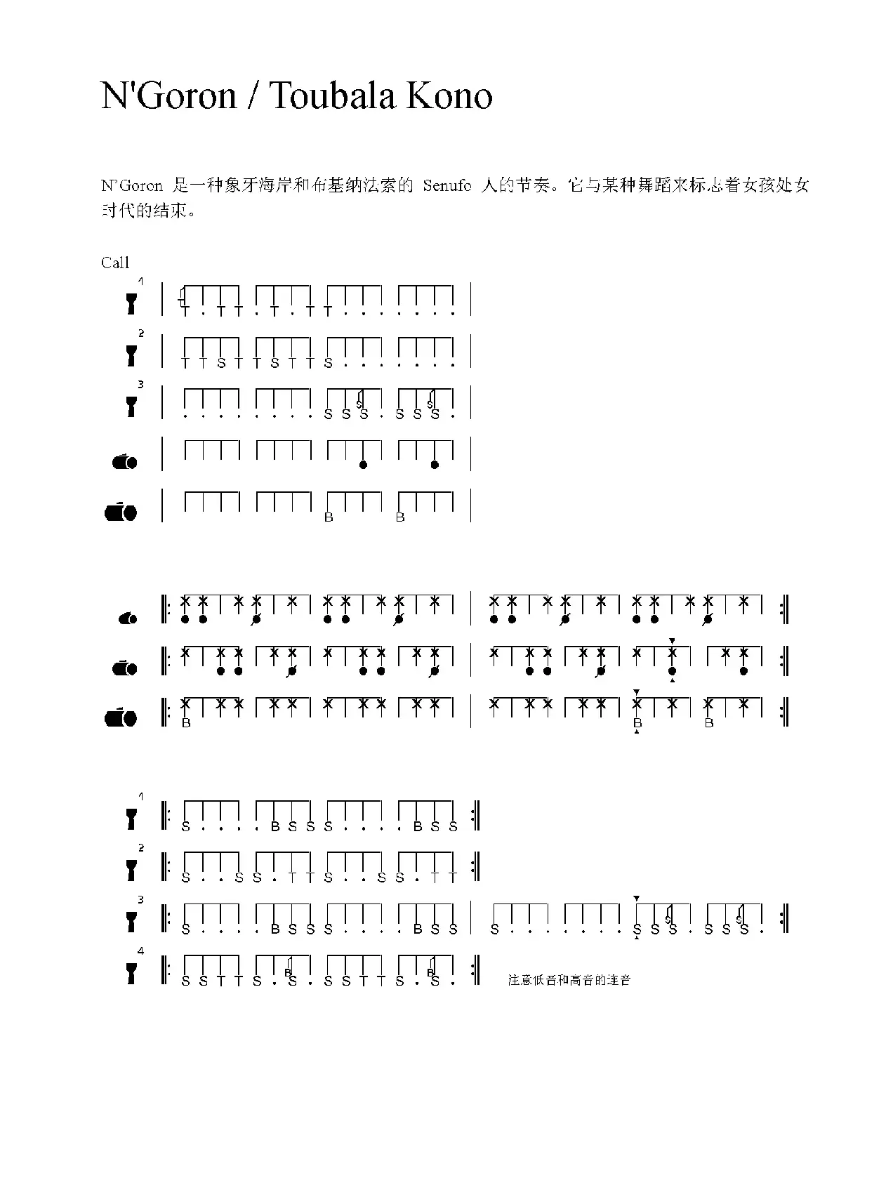 N'Goron / Toubala Kono（非洲手鼓谱）