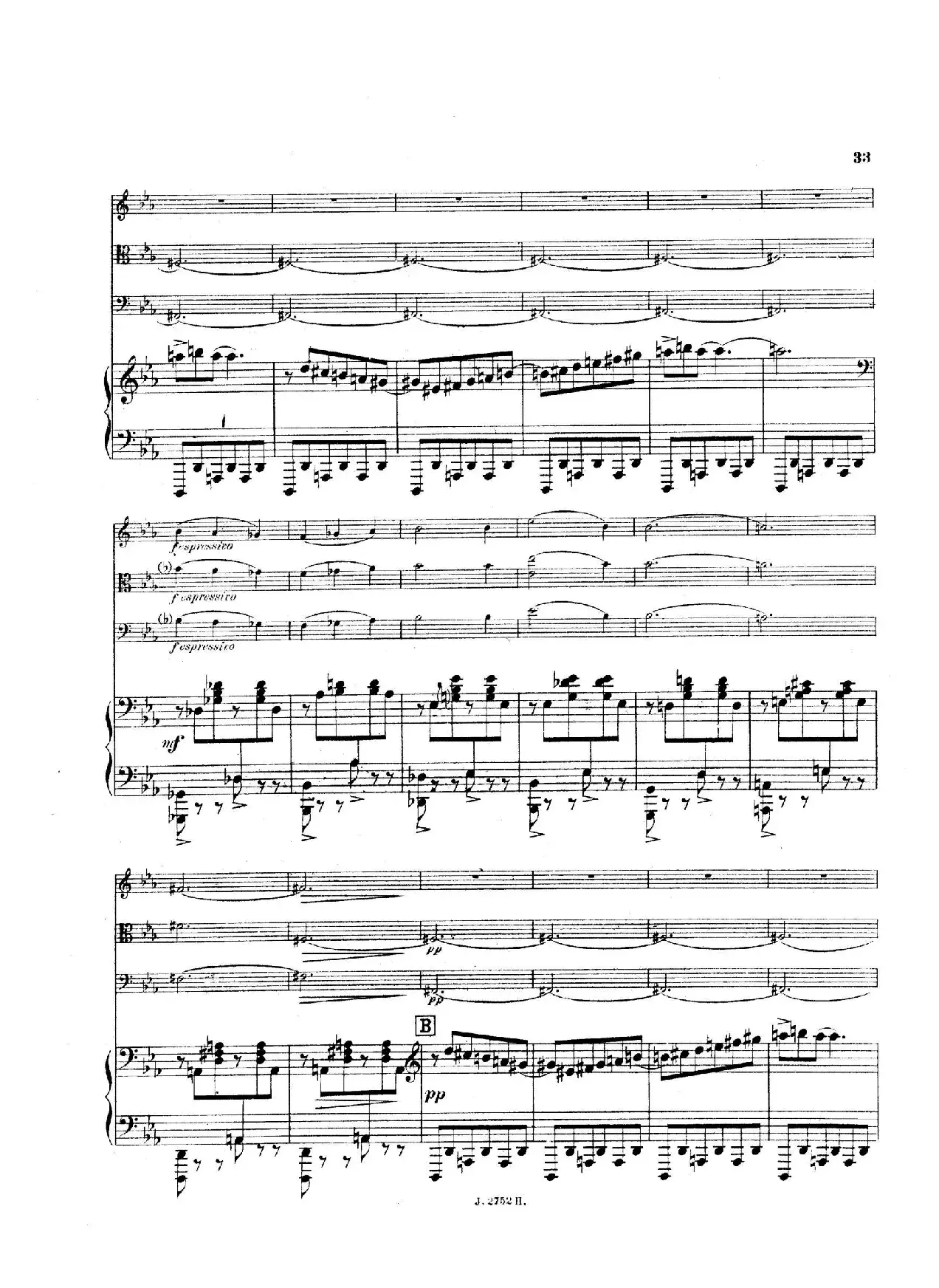 Piano Quartet No.2 in g Minor Op.45（g小调第二钢琴四重奏总谱）